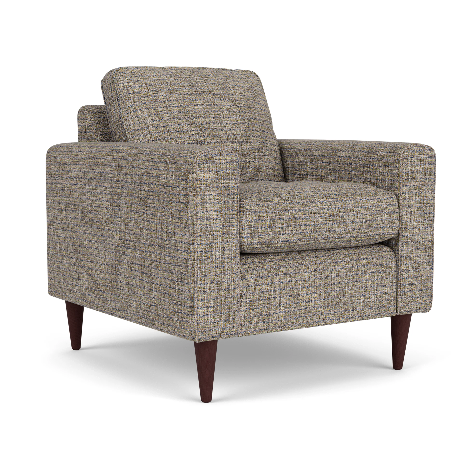 Saxon Armchair in Textured Weave - Shoreline Mix with Light legs