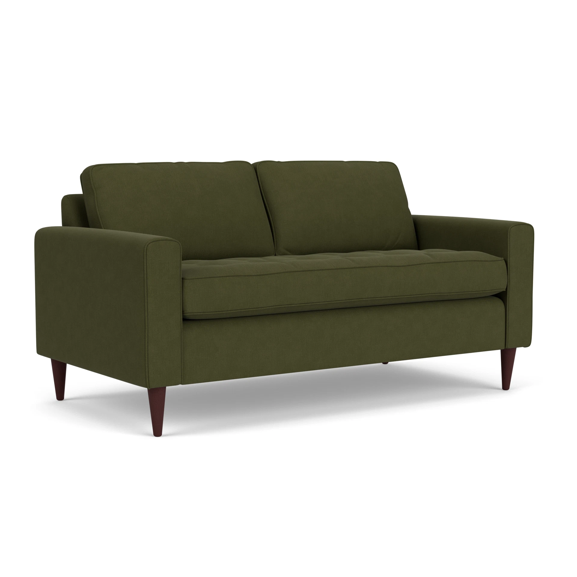 Saxon Large 2 Seater Sofa in House Linen Mix - Forest Green with Light legs