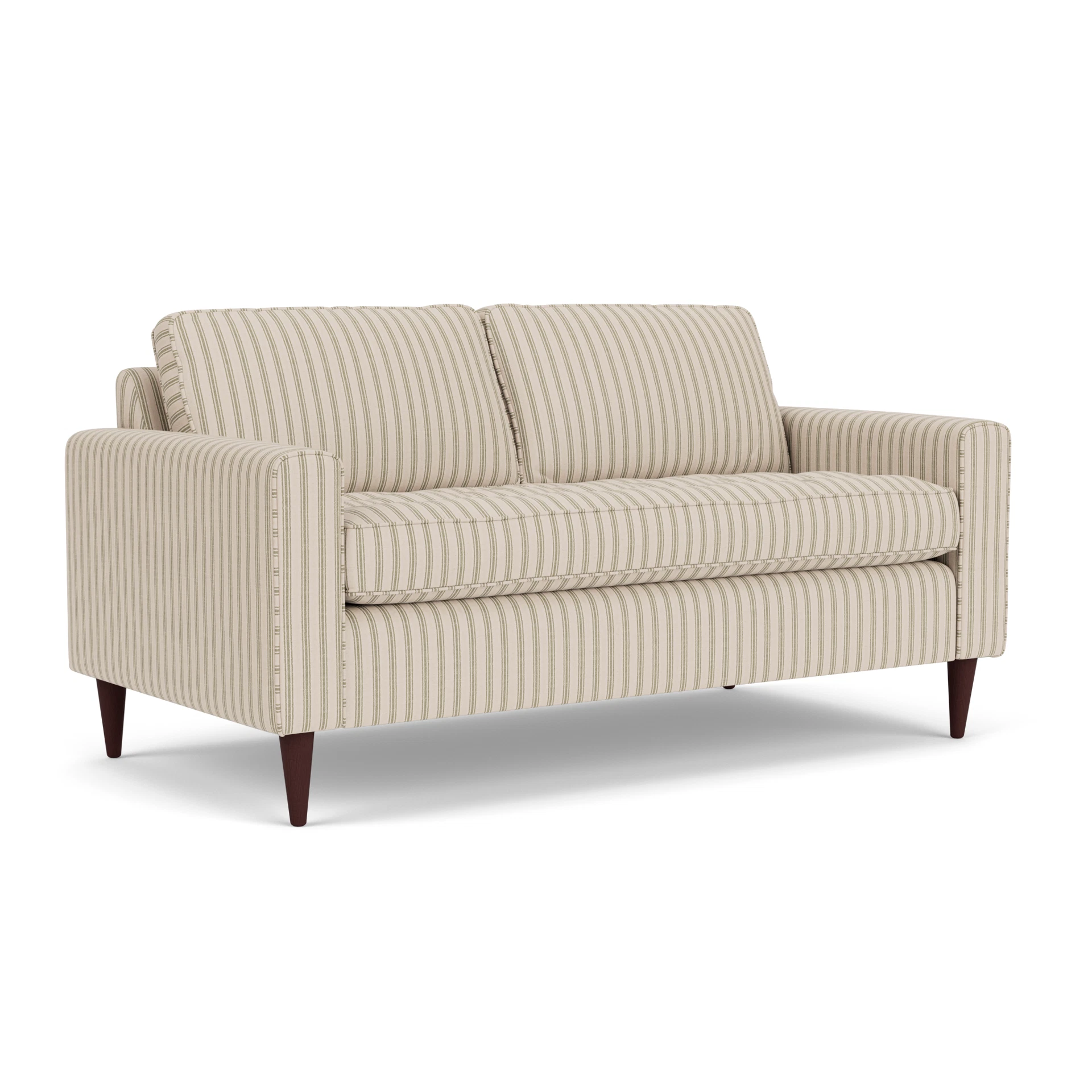 Saxon Large 2 Seater Sofa in Kingham Stripe - Sage with Light legs