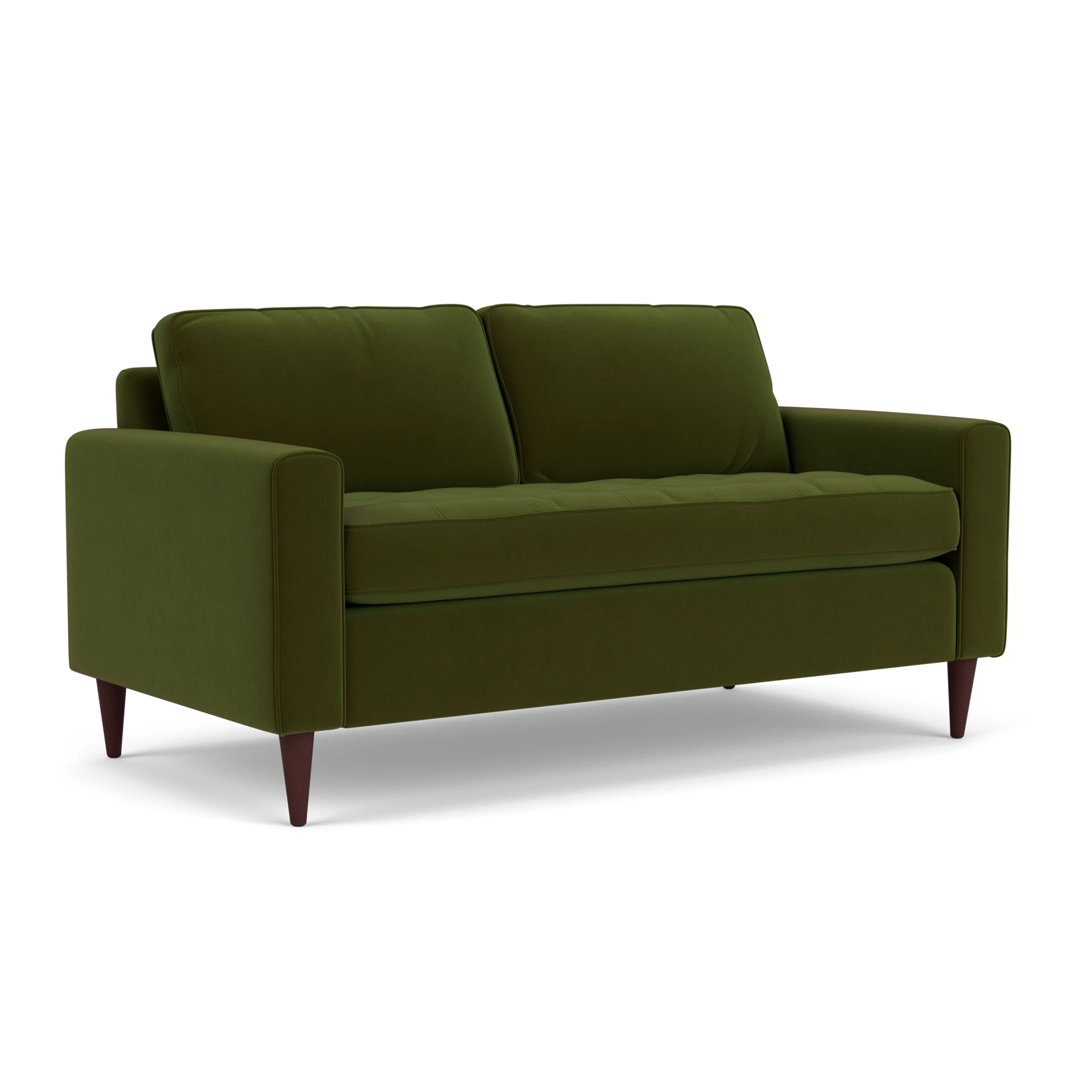 Saxon Large 2 Seater Sofa in Matt Velvet - Forest Green with Light legs