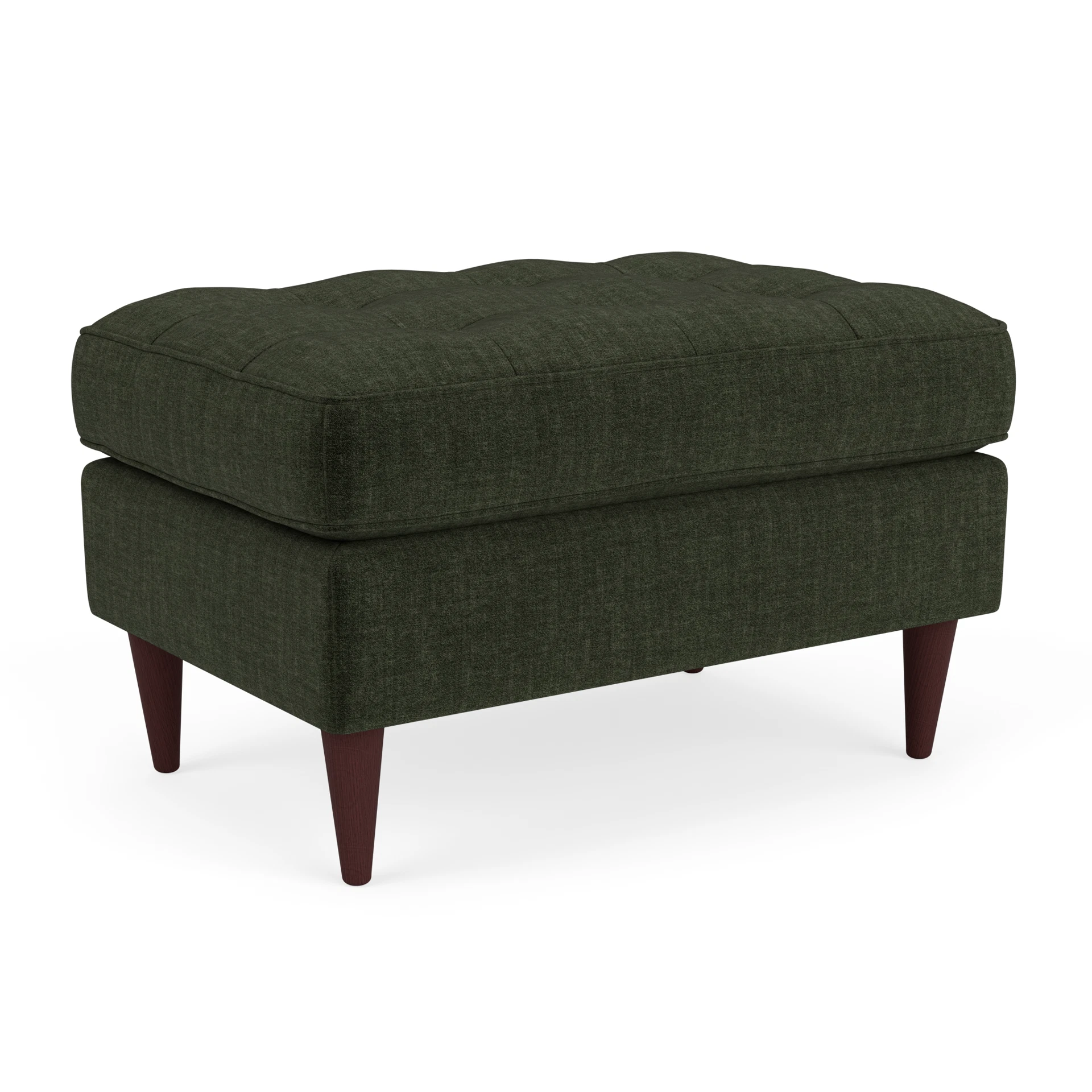Saxon Small Foot Stool in Eco Chenille - Moss with Light legs