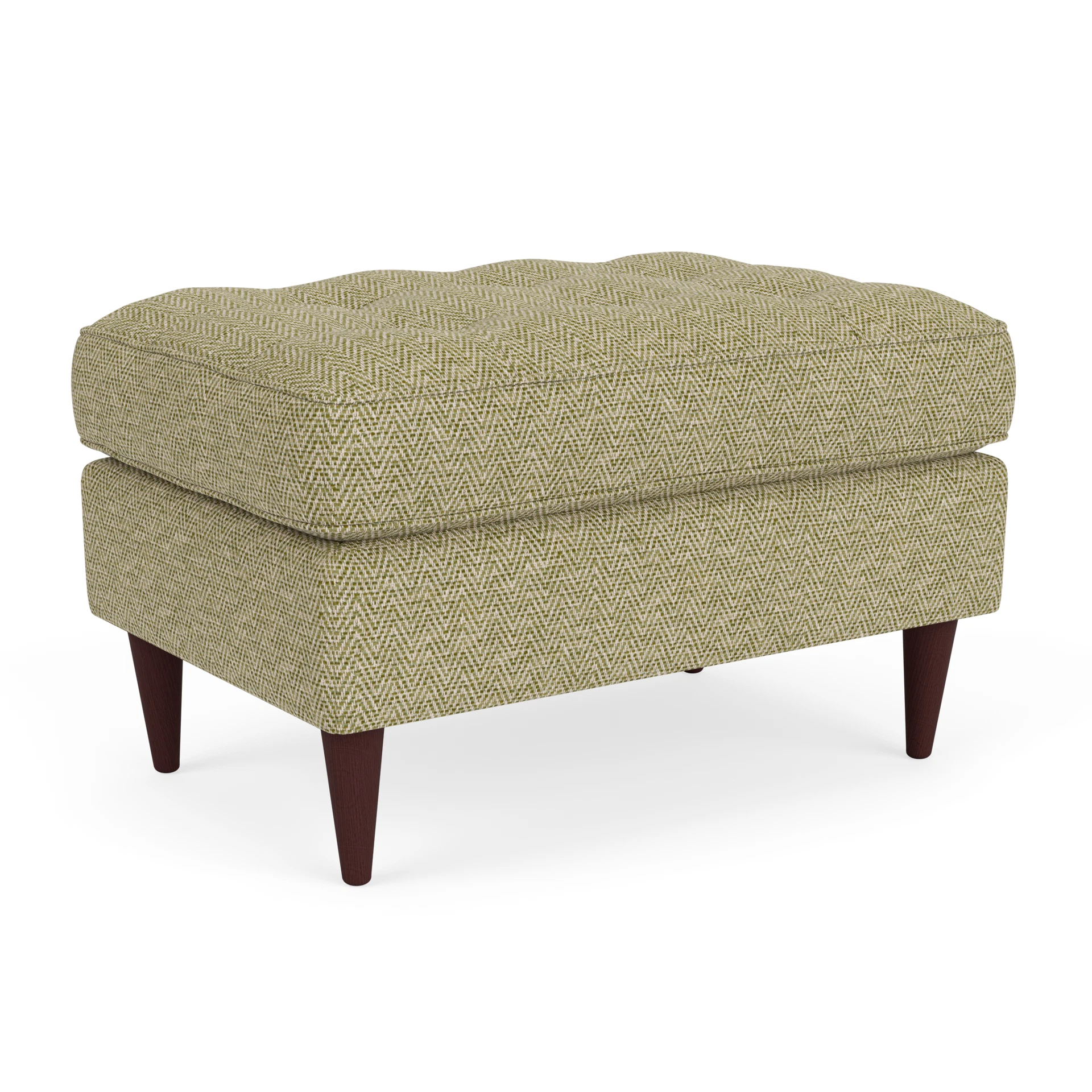 Saxon Small Foot Stool in Herringbone Weave - Apple with Light legs