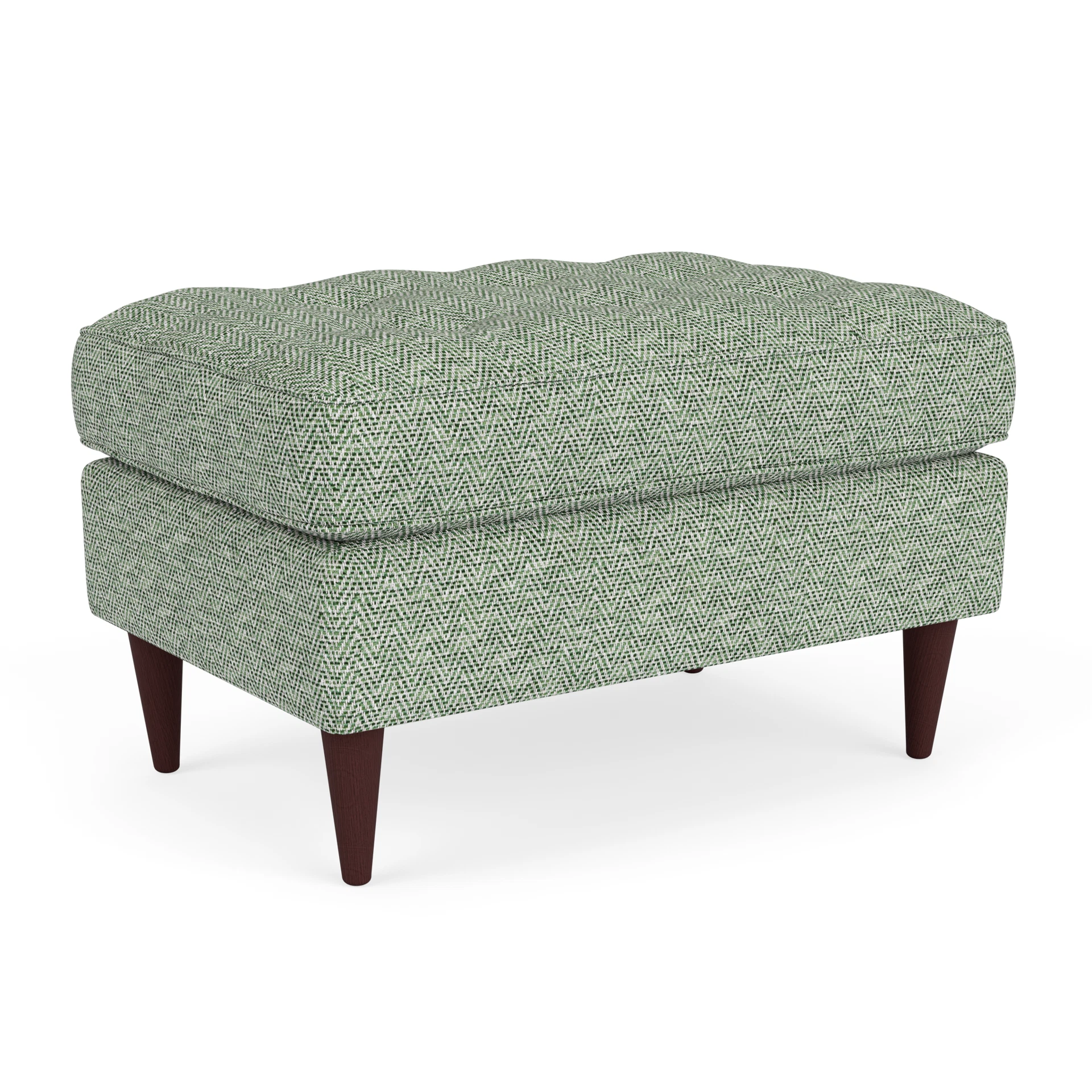 Saxon Small Foot Stool in Herringbone Weave - Lake with Light legs