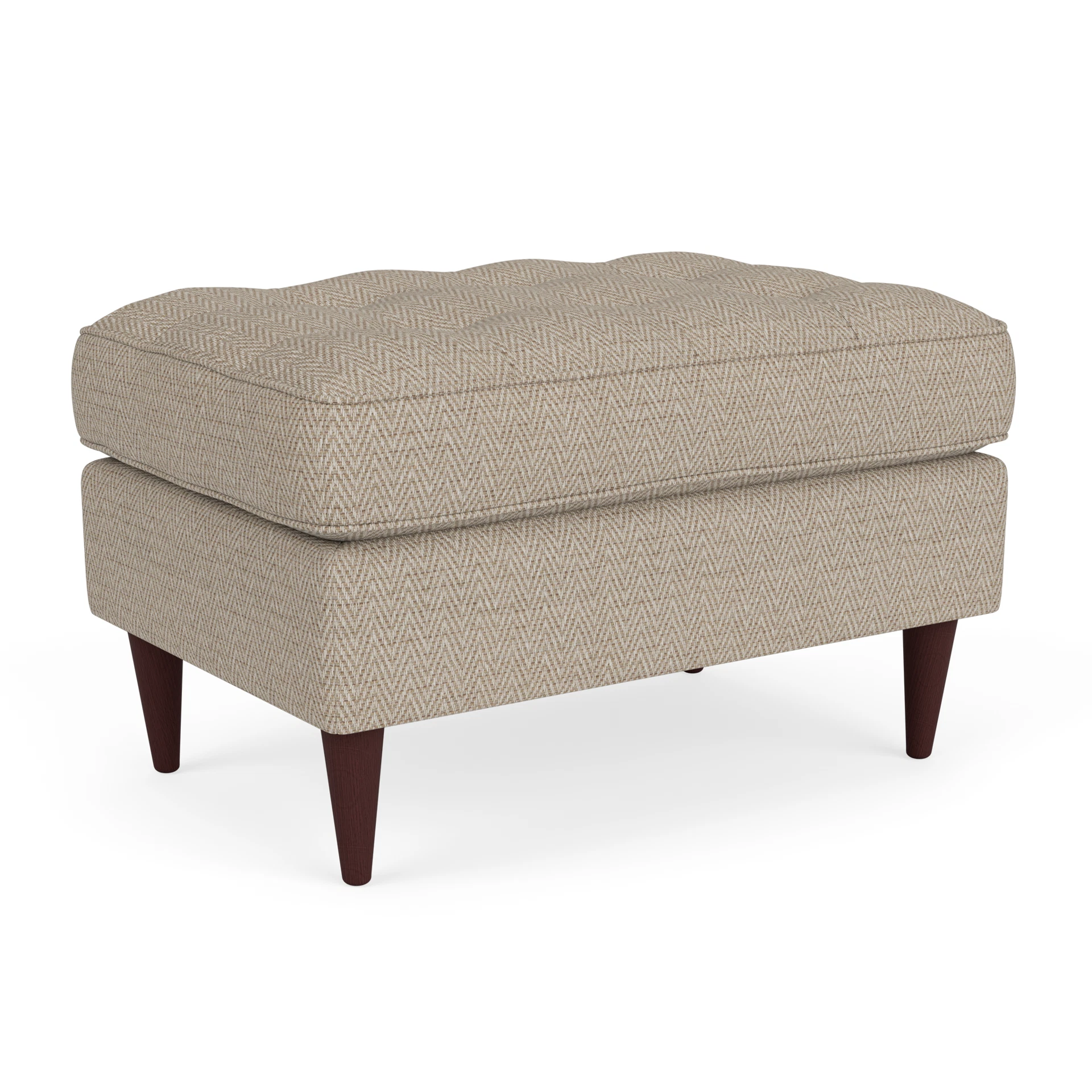 Saxon Small Foot Stool in Herringbone Weave - Natural with Light legs