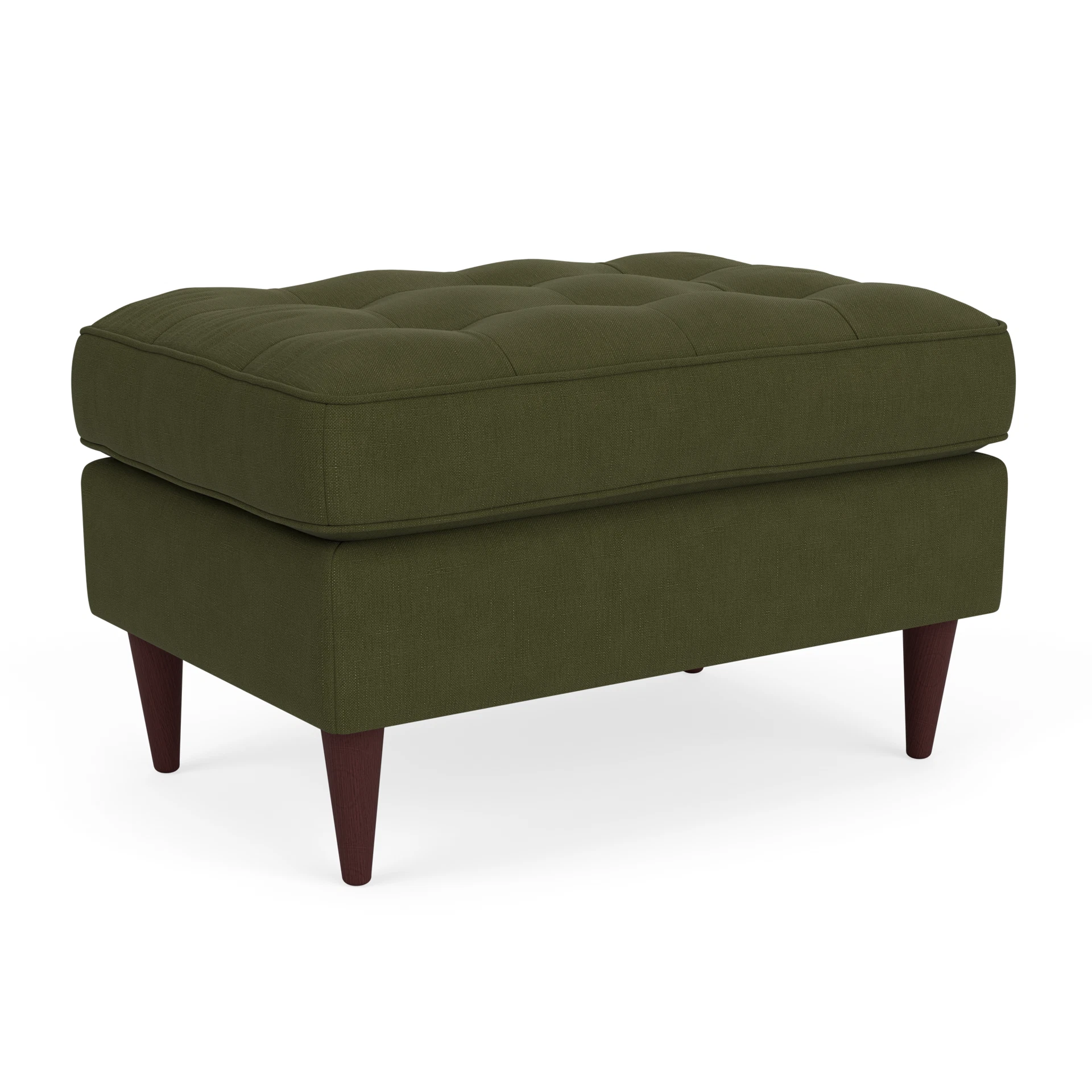 Saxon Small Foot Stool in House Linen Mix - Forest Green with Light legs