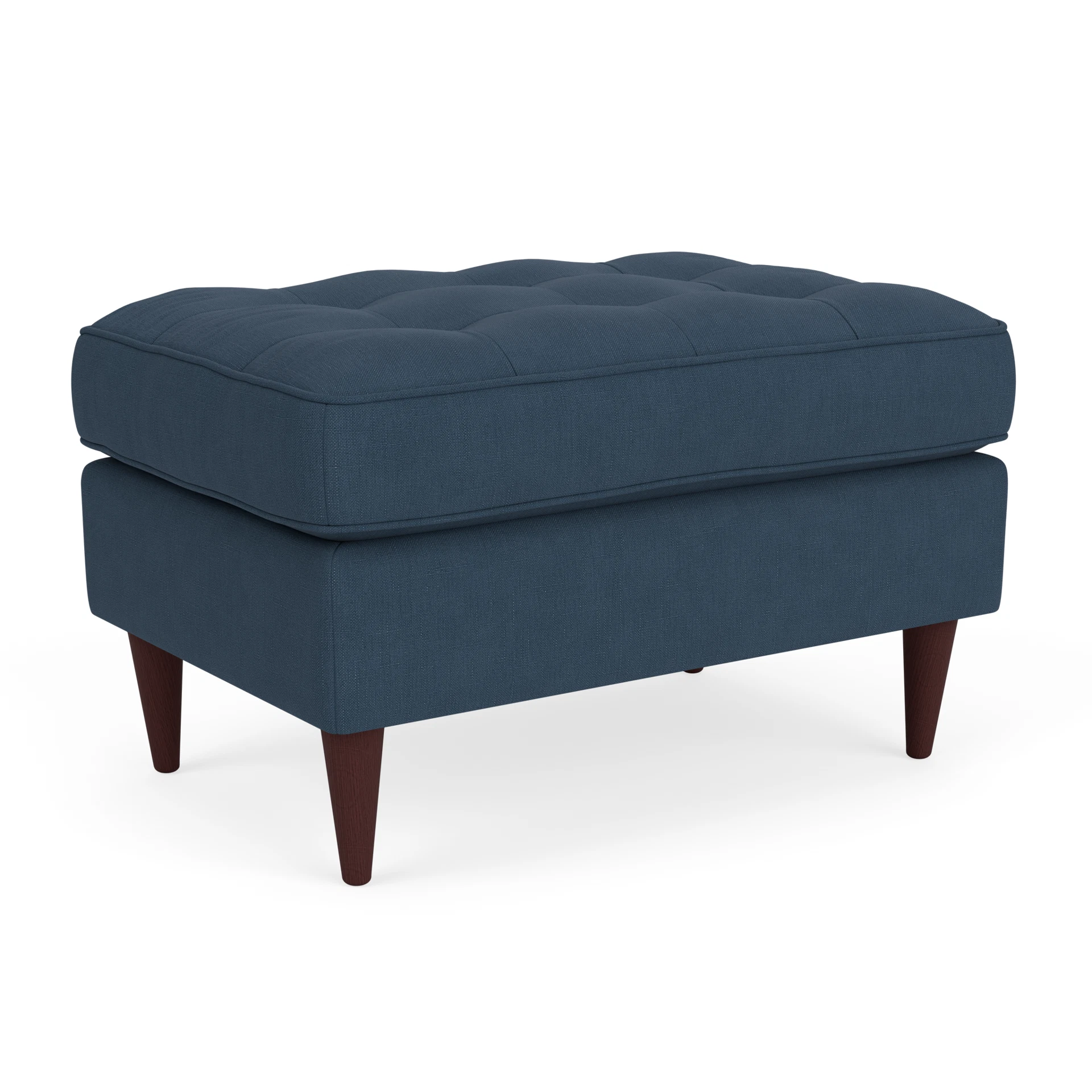Saxon Small Foot Stool in House Linen Mix - Indigo with Light legs