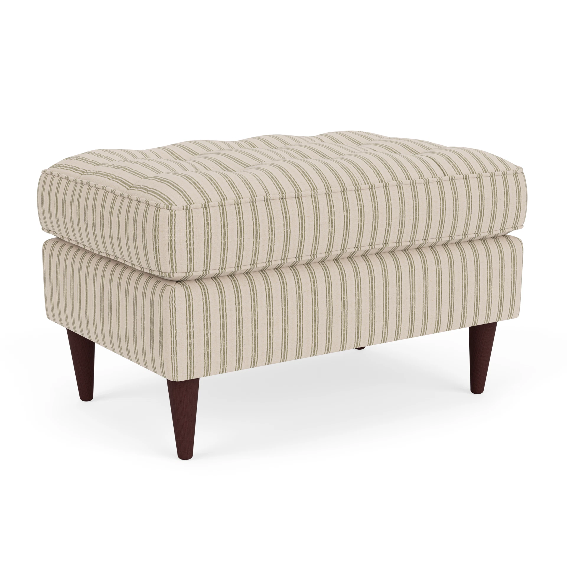 Saxon Small Foot Stool in Kingham Stripe - Sage with Light legs