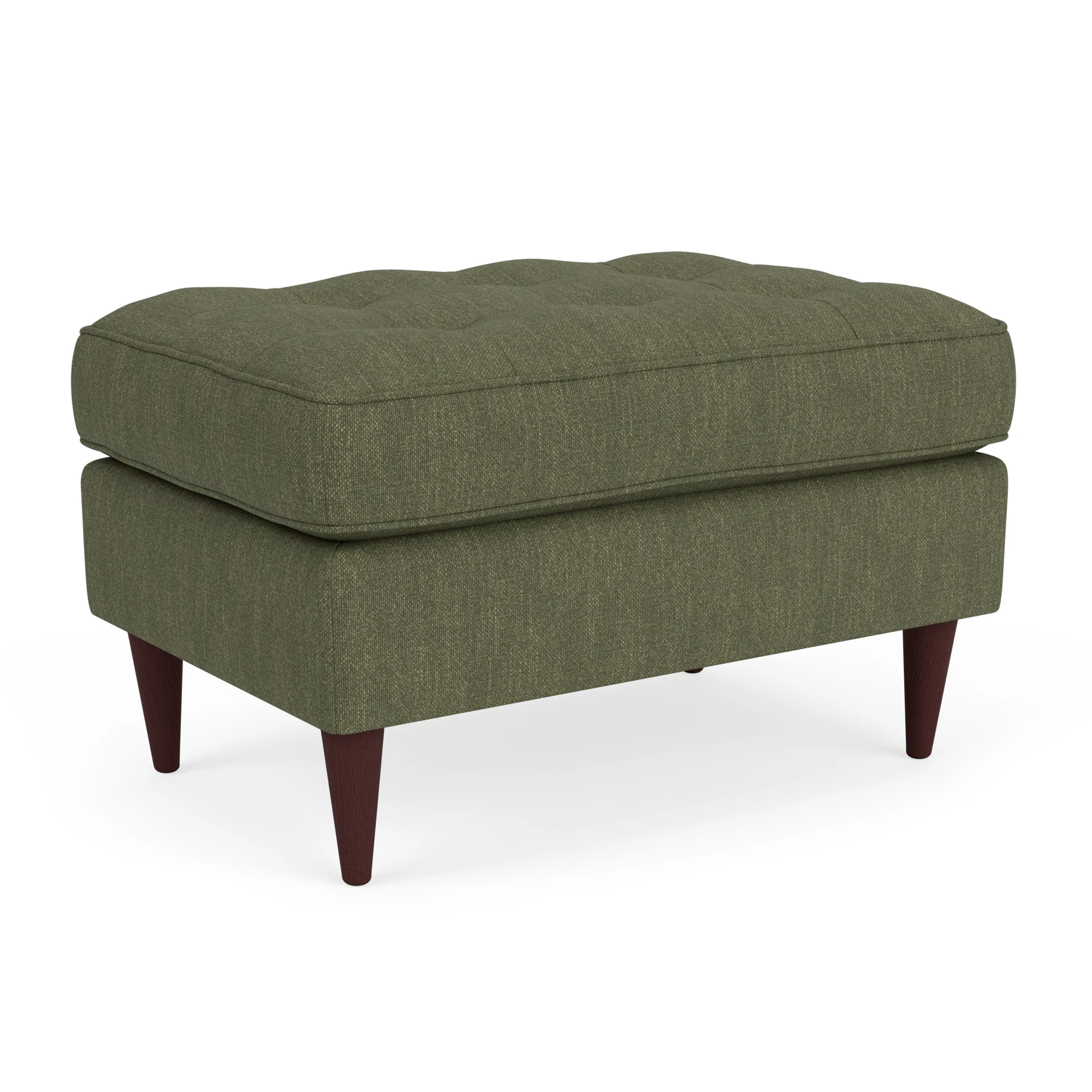 Saxon Small Foot Stool in Luxury Italian Linen - Fern with Light legs