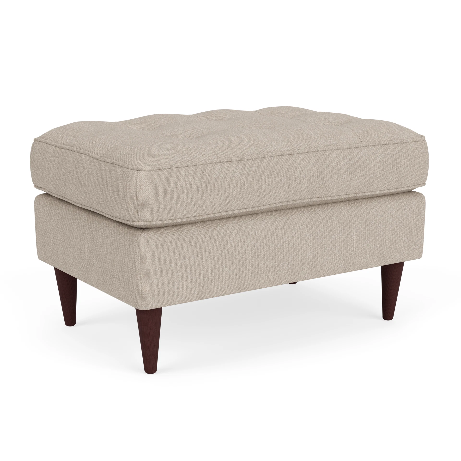 Saxon Small Foot Stool in Luxury Italian Linen - Natural with Light legs