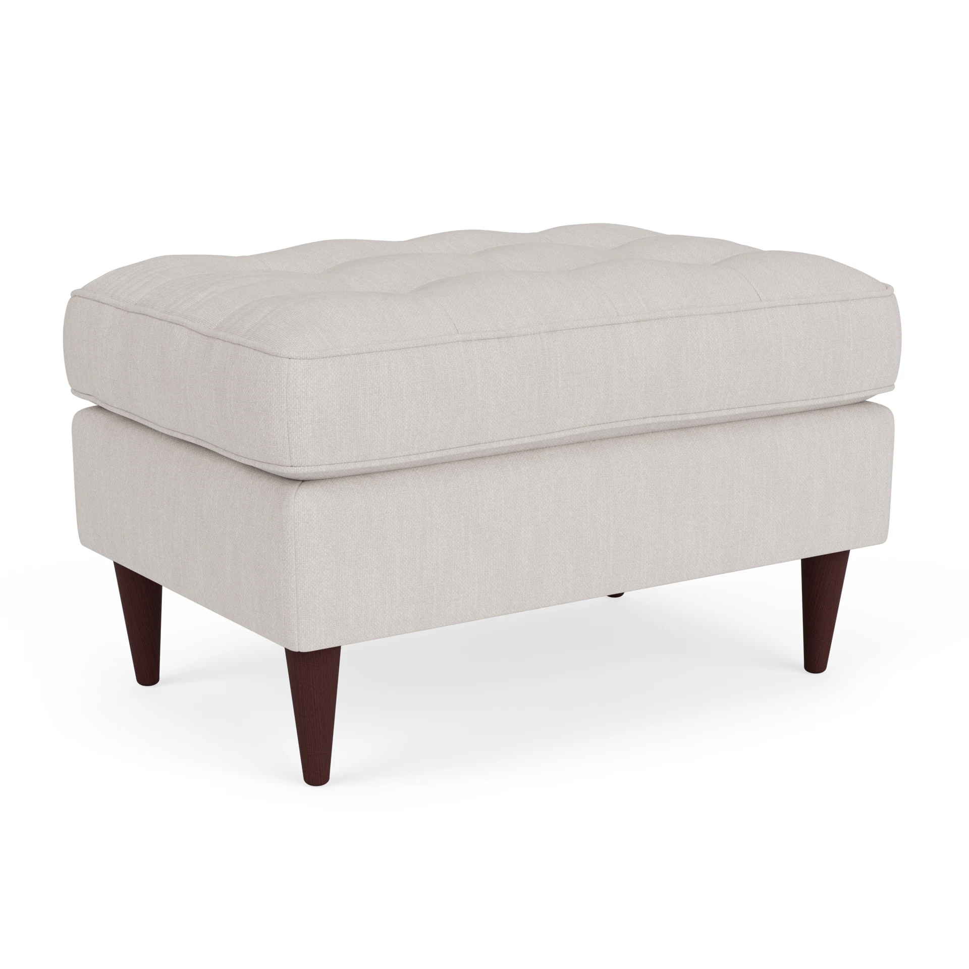 Saxon Small Foot Stool in Luxury Italian Linen - Soft White with Light legs