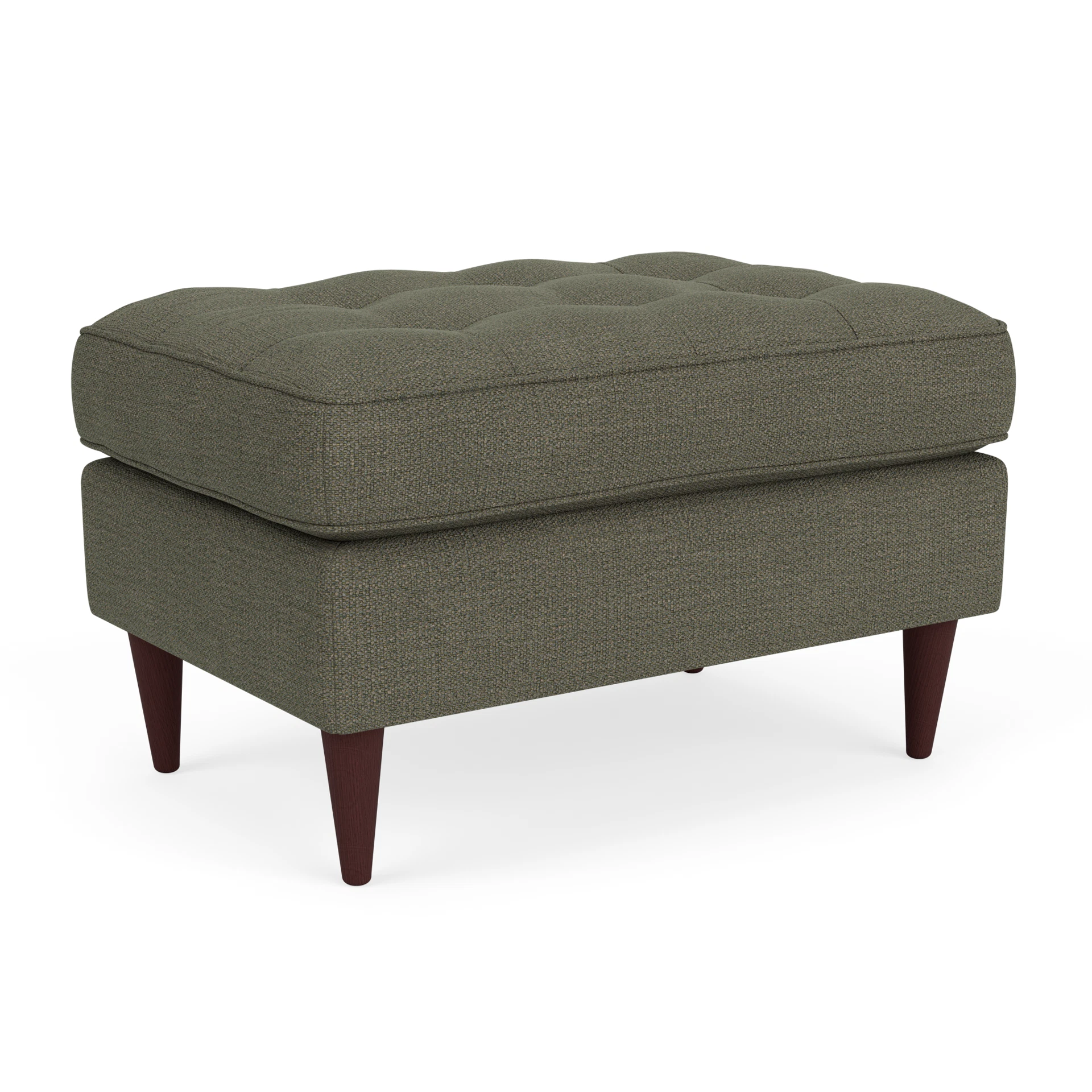 Saxon Small Foot Stool in Rustic Weave - Deep Forest with Light legs