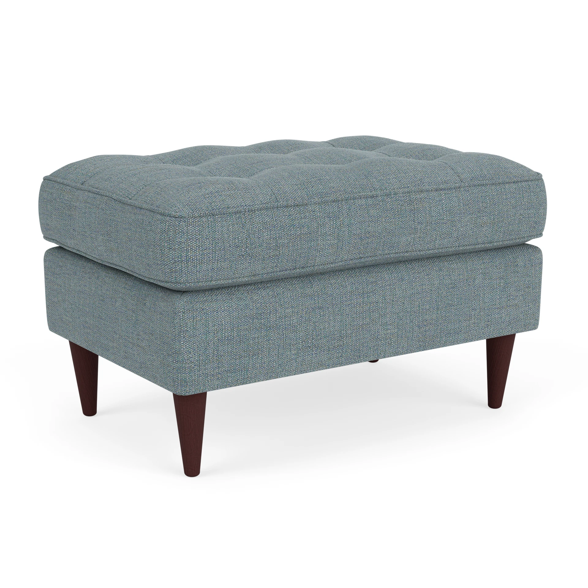 Saxon Small Foot Stool in Rustic Weave - Teal Marl with Light legs