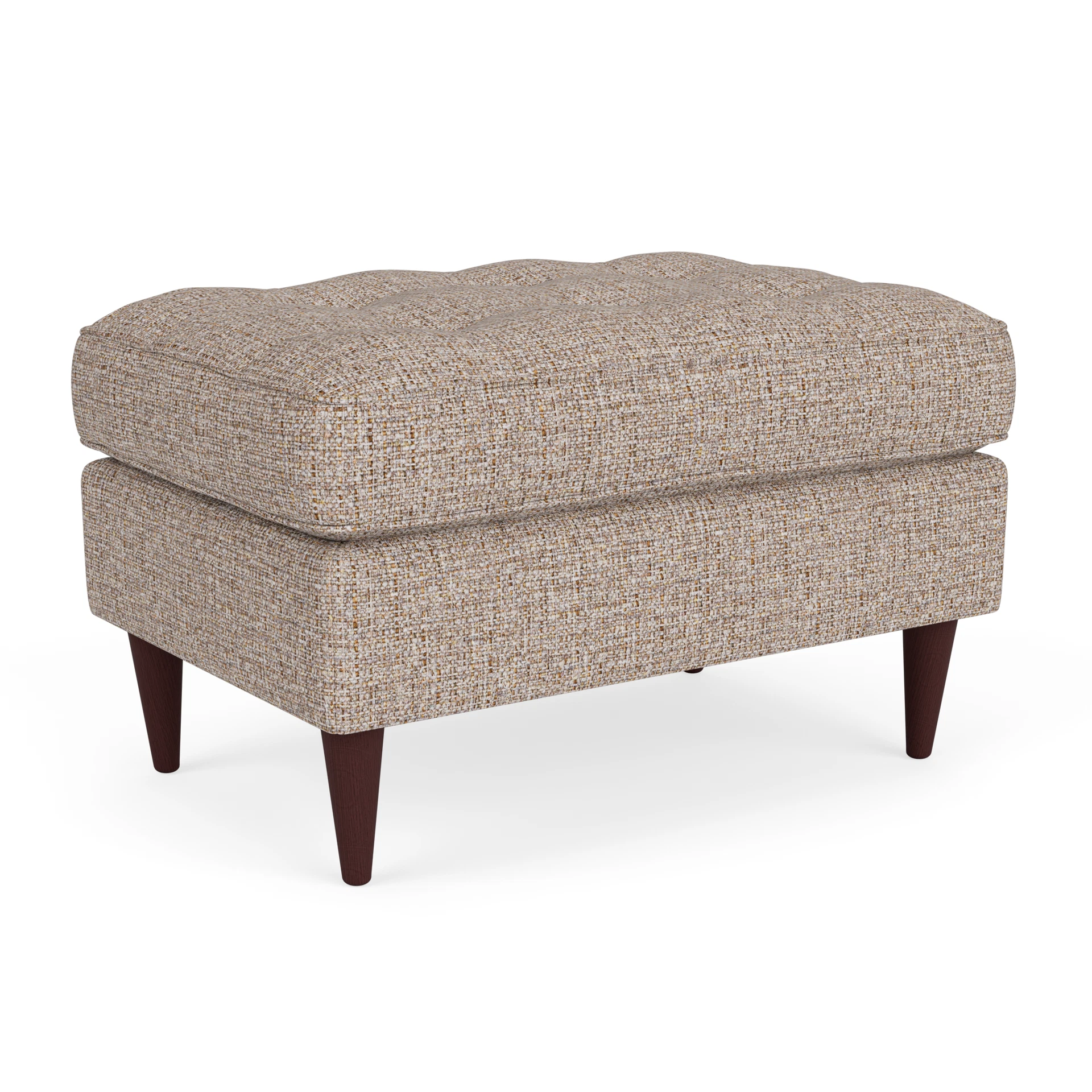 Saxon Small Foot Stool in Textured Weave - Natural Mix with Light legs
