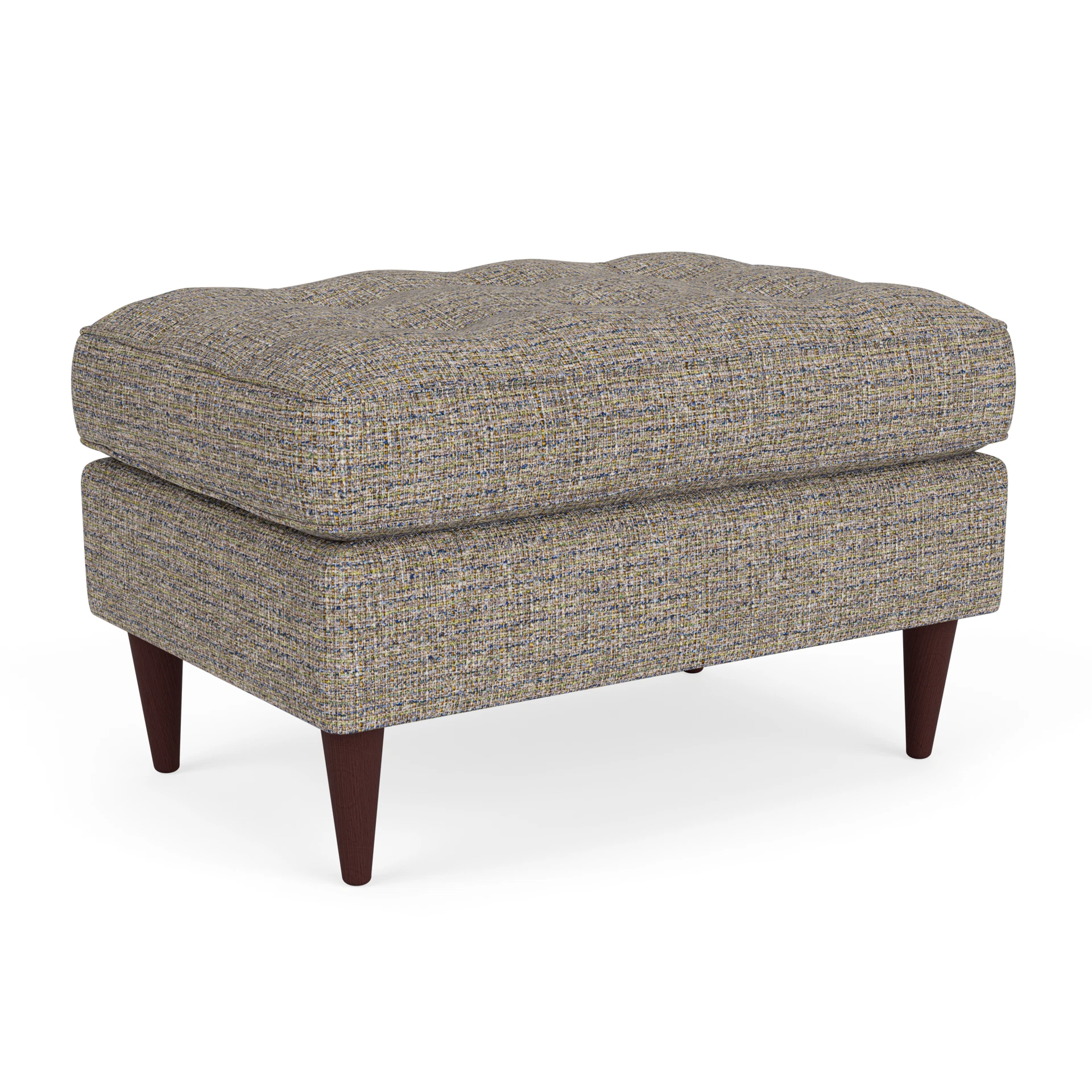 Saxon Small Foot Stool in Textured Weave - Shoreline Mix with Light legs