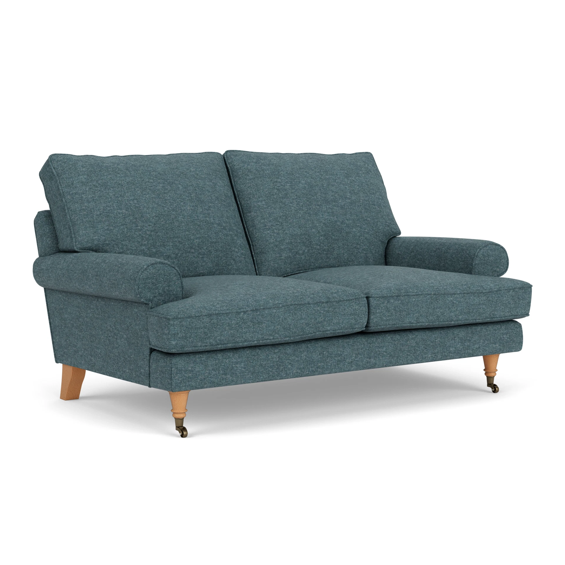 Stewart 2 Seater Sofa in Aquaclean Oxford - Lake Marl with Light legs