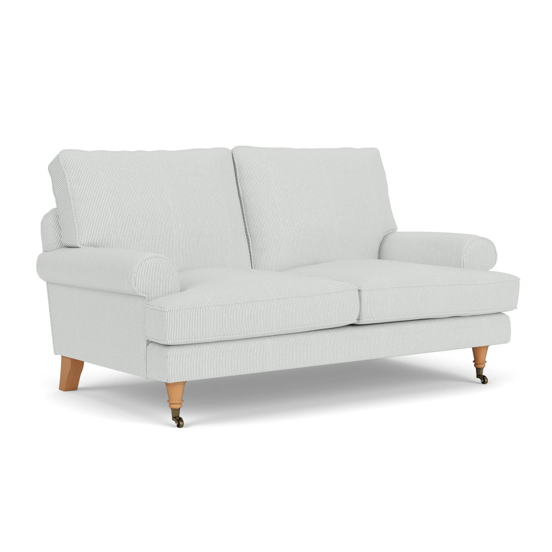 Stewart 2 Seater Sofa in Broadway Stripe - Duck Egg with Light legs