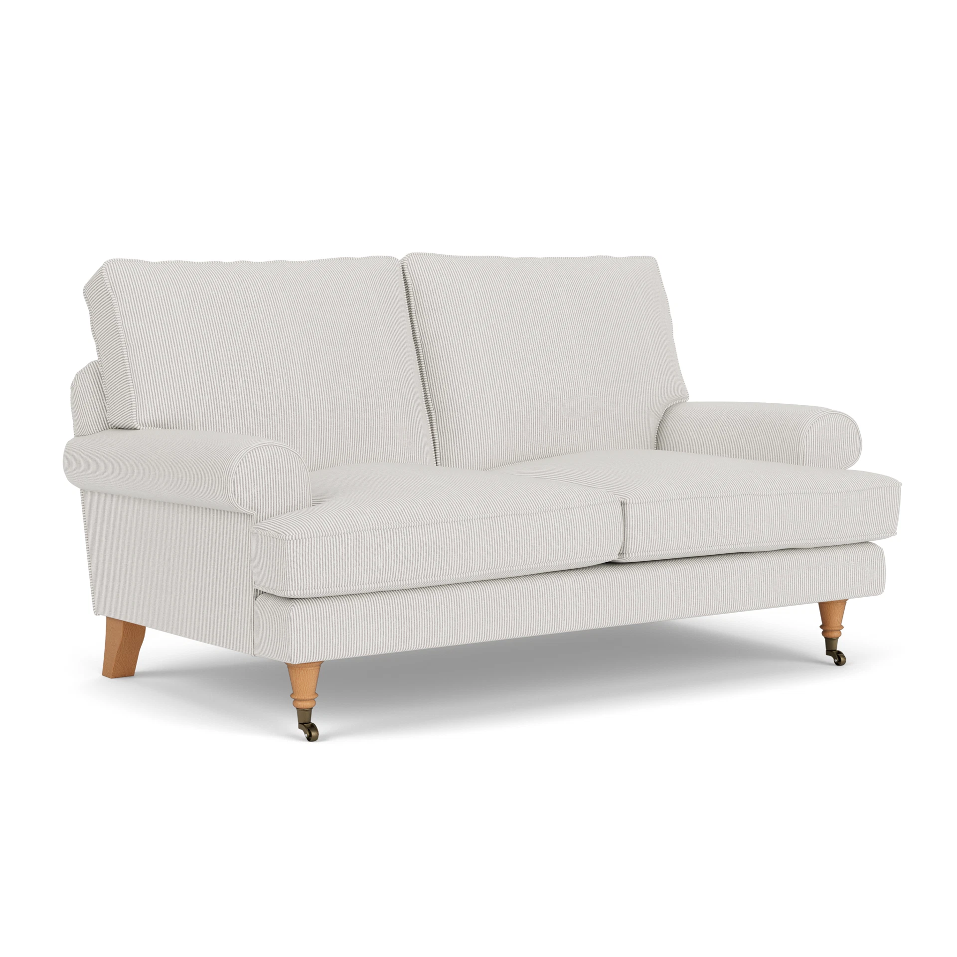 Stewart 2 Seater Sofa in Broadway Stripe - Grey with Light legs