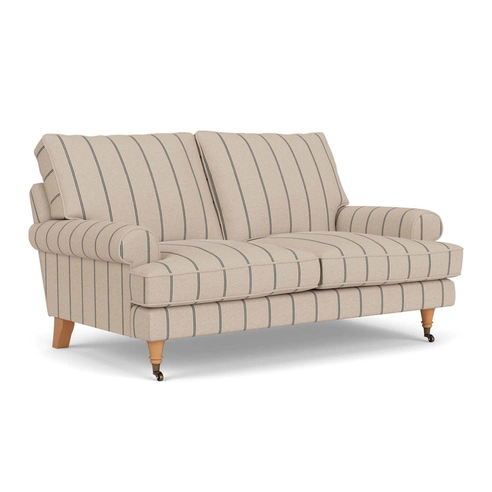 Stewart 2 Seater Sofa in Compton Stripe - Charcoal with Light legs
