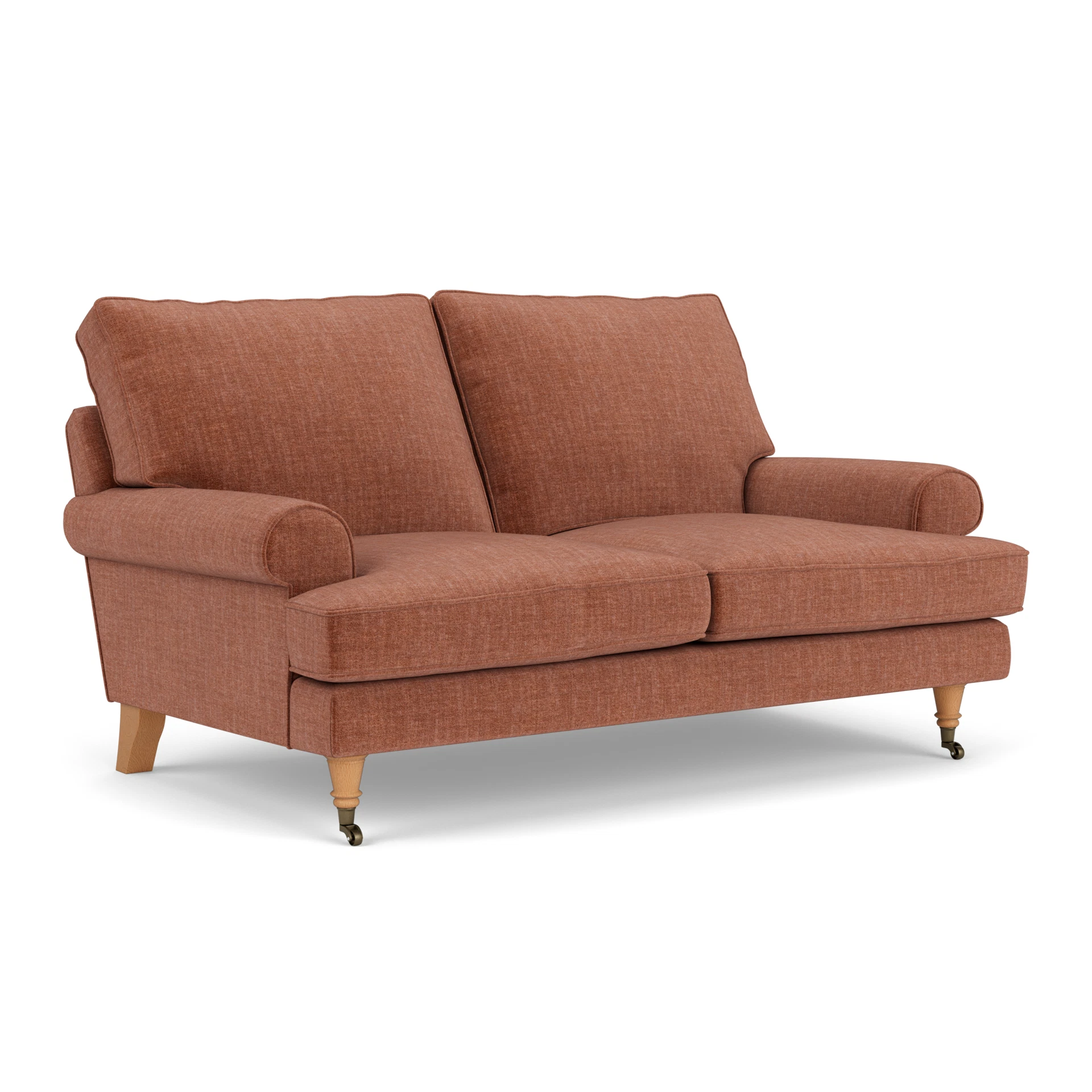 Stewart 2 Seater Sofa in Eco Chenille - Cinnamon with Light legs
