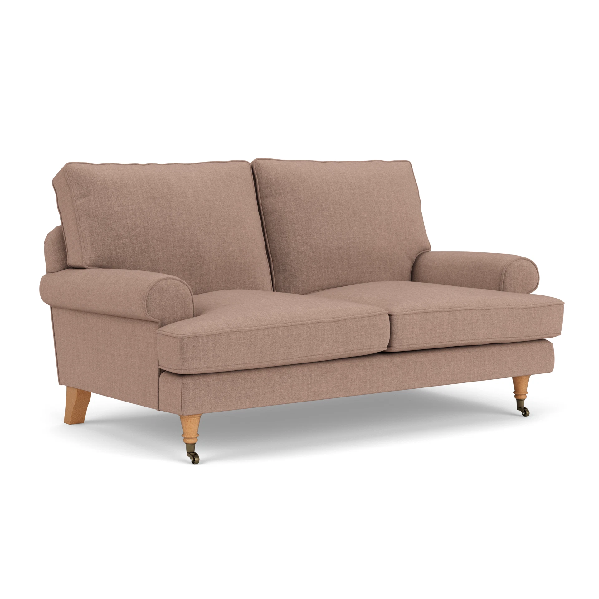 Stewart 2 Seater Sofa in Eco Chenille - Dusky Rose with Light legs