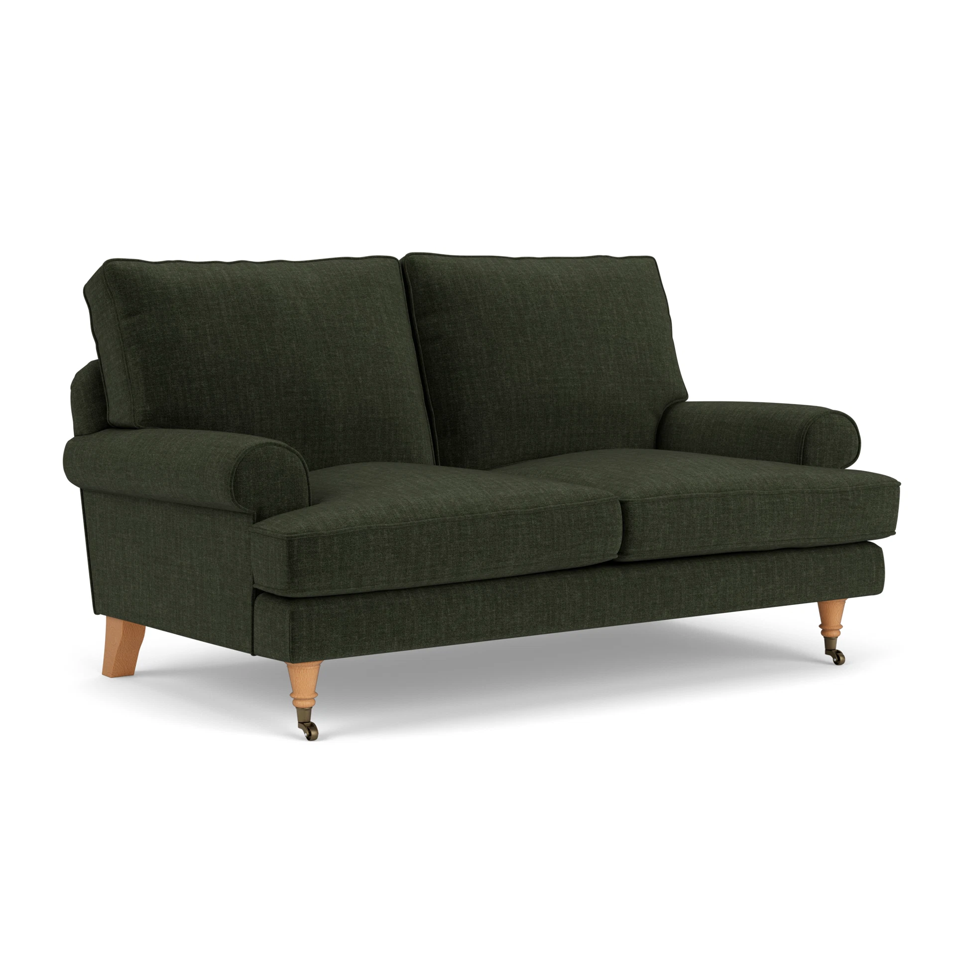 Stewart 2 Seater Sofa in Eco Chenille - Moss with Light legs