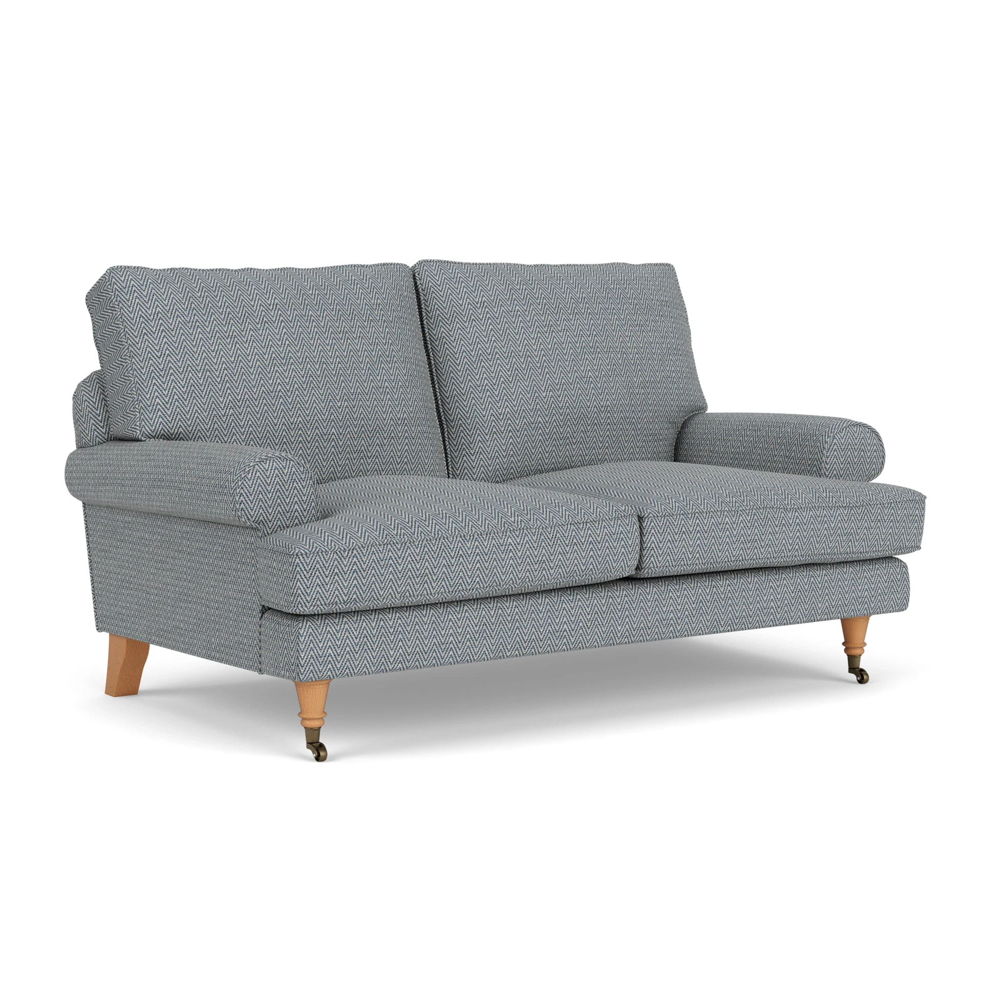 Stewart 2 Seater Sofa in Herringbone Weave - Navy with Light legs