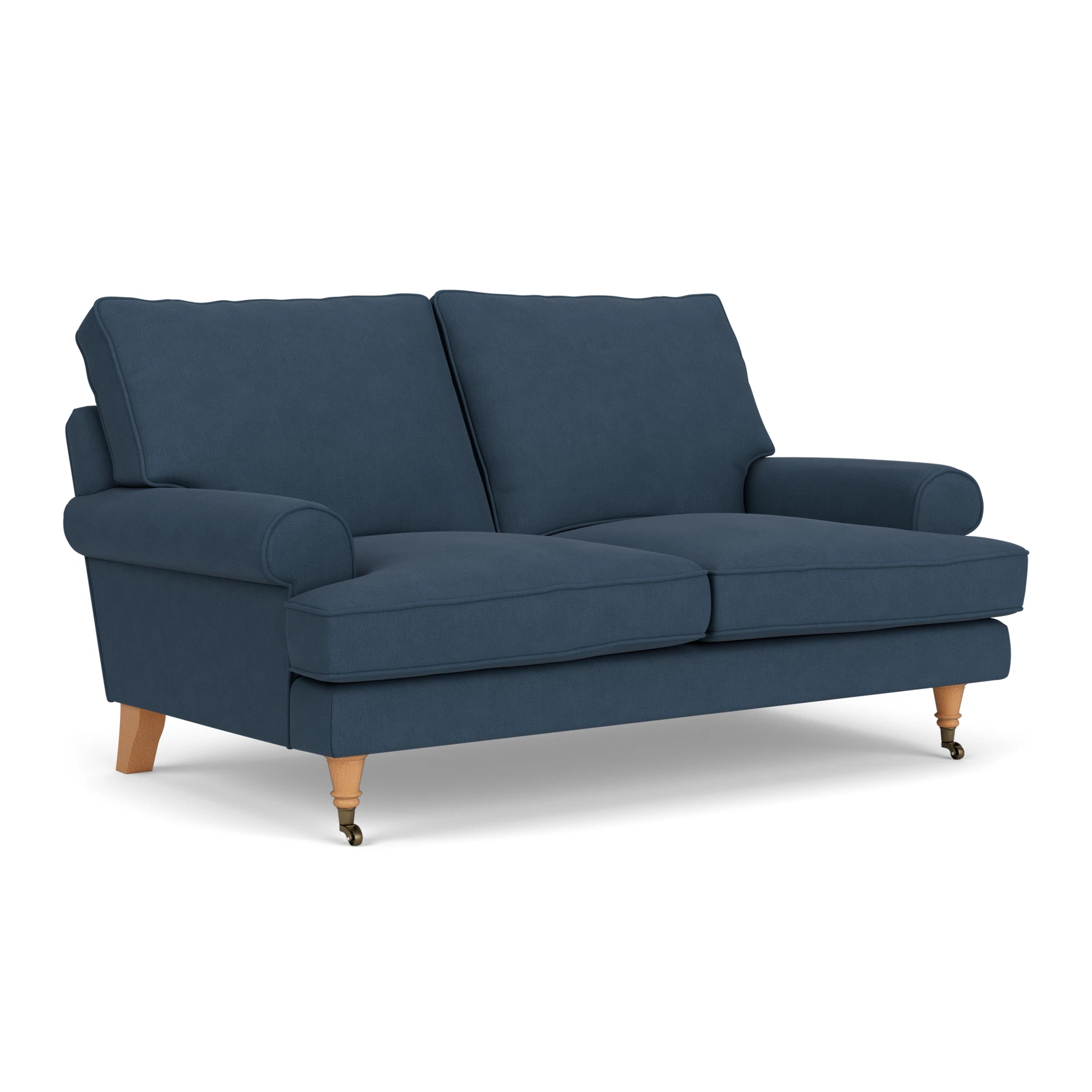 Stewart 2 Seater Sofa in House Linen Mix - Indigo with Light legs