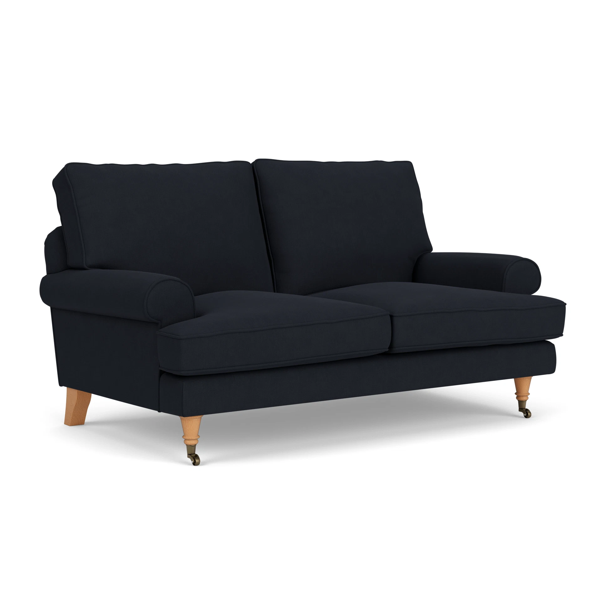 Stewart 2 Seater Sofa in House Linen Mix - Ink with Light legs