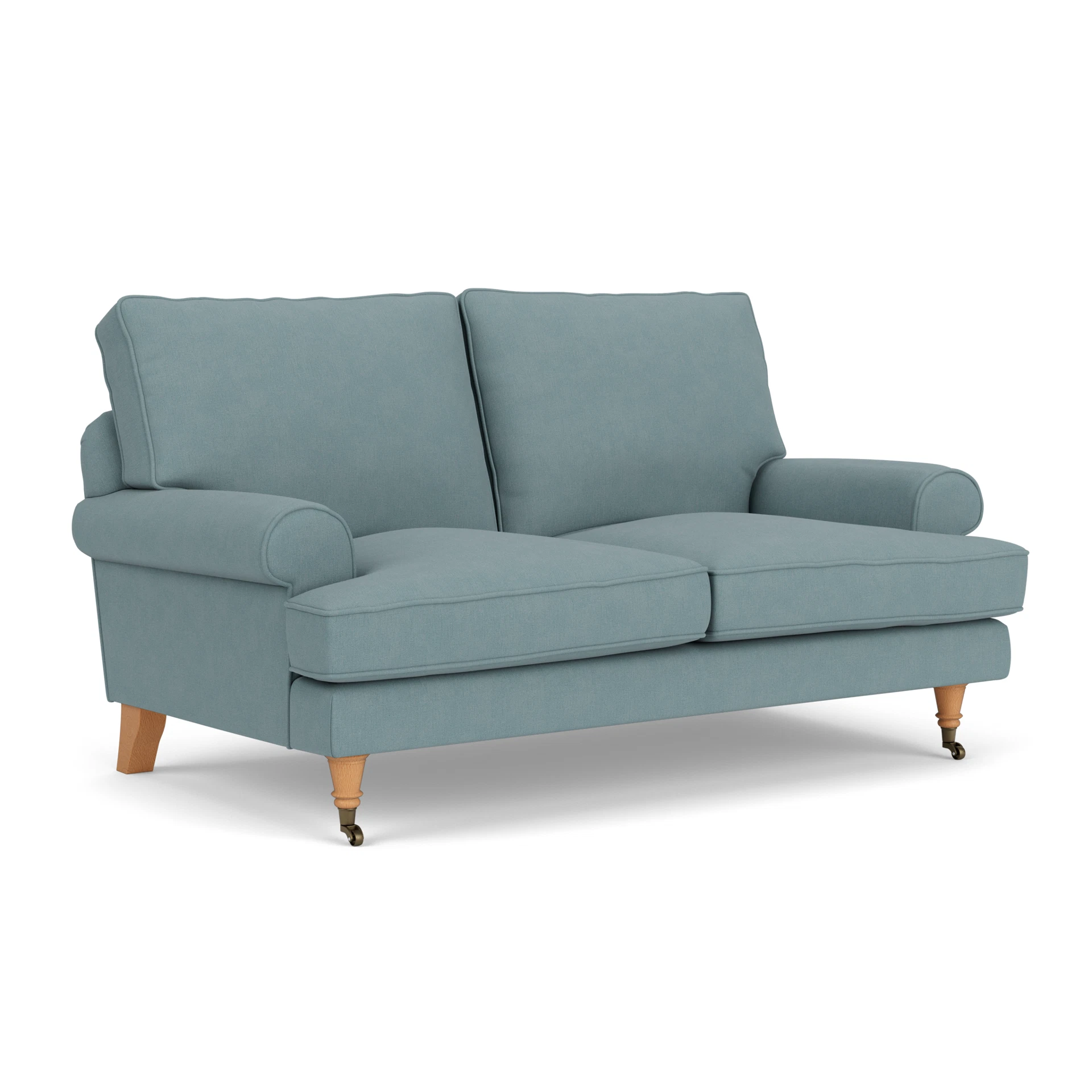 Stewart 2 Seater Sofa in House Linen Mix - Sky Blue with Light legs