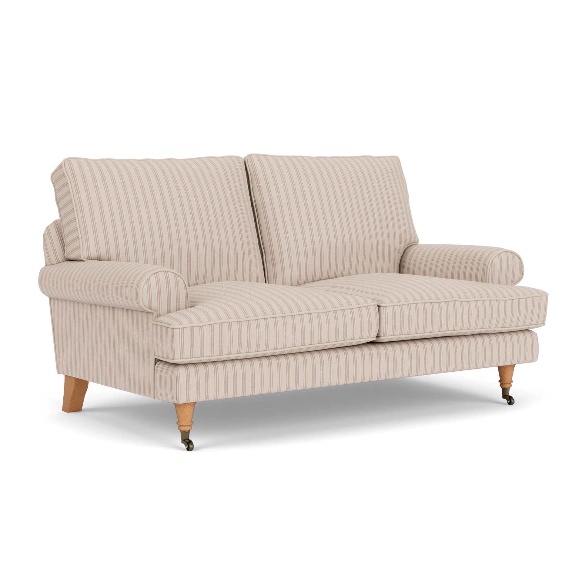 Stewart 2 Seater Sofa in Kingham Stripe - Flax with Light legs