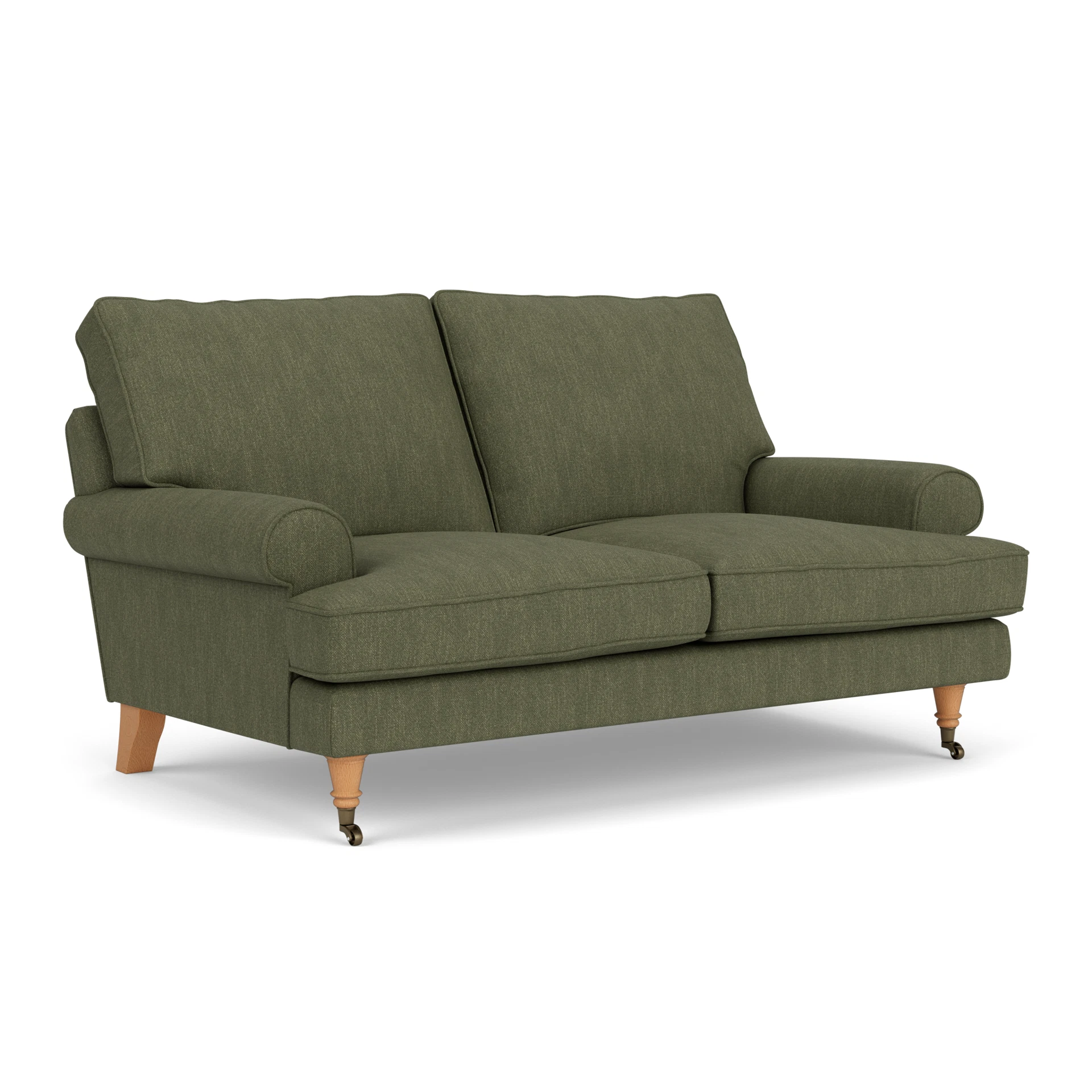 Stewart 2 Seater Sofa in Luxury Italian Linen - Fern with Light legs