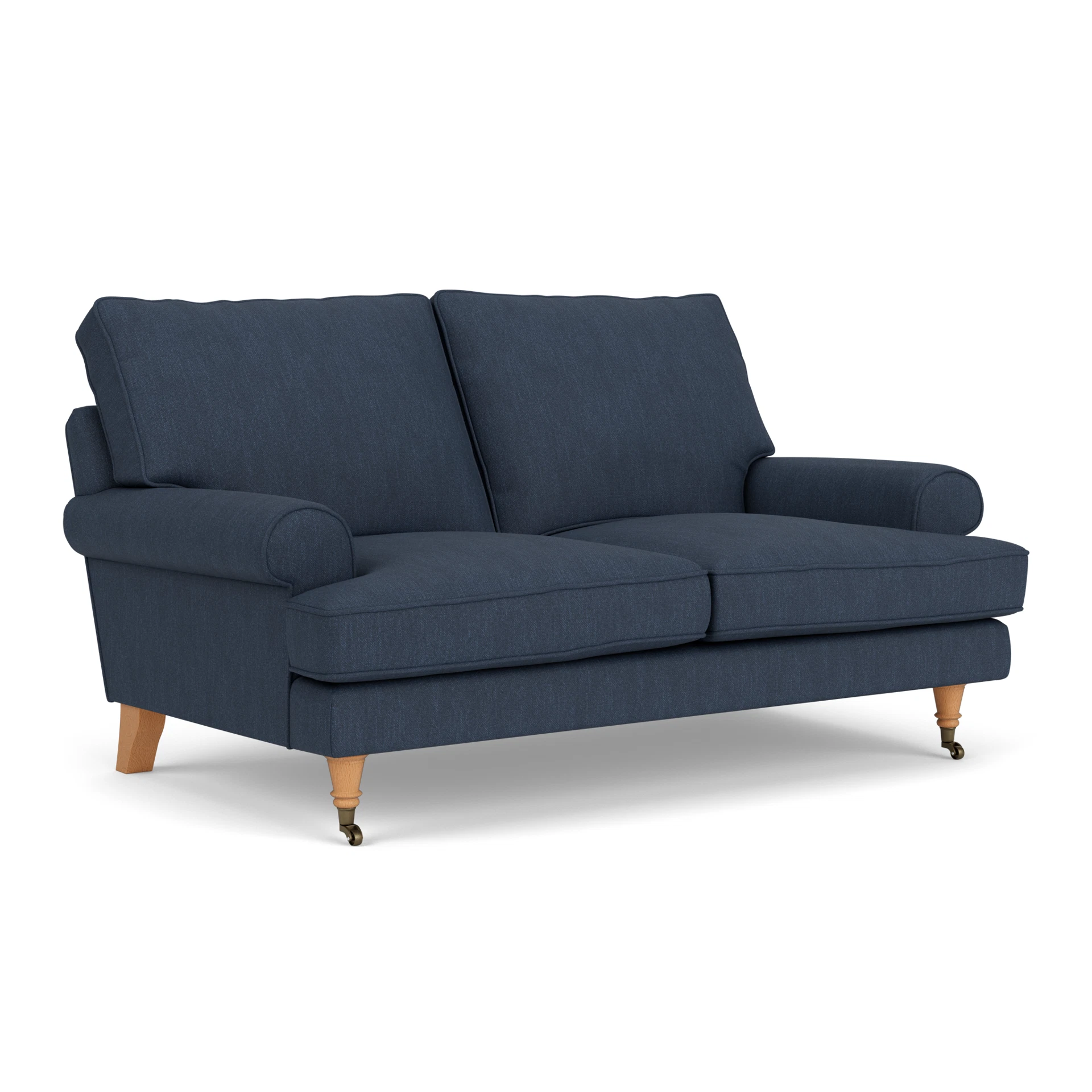 Stewart 2 Seater Sofa in Luxury Italian Linen - Indigo with Light legs