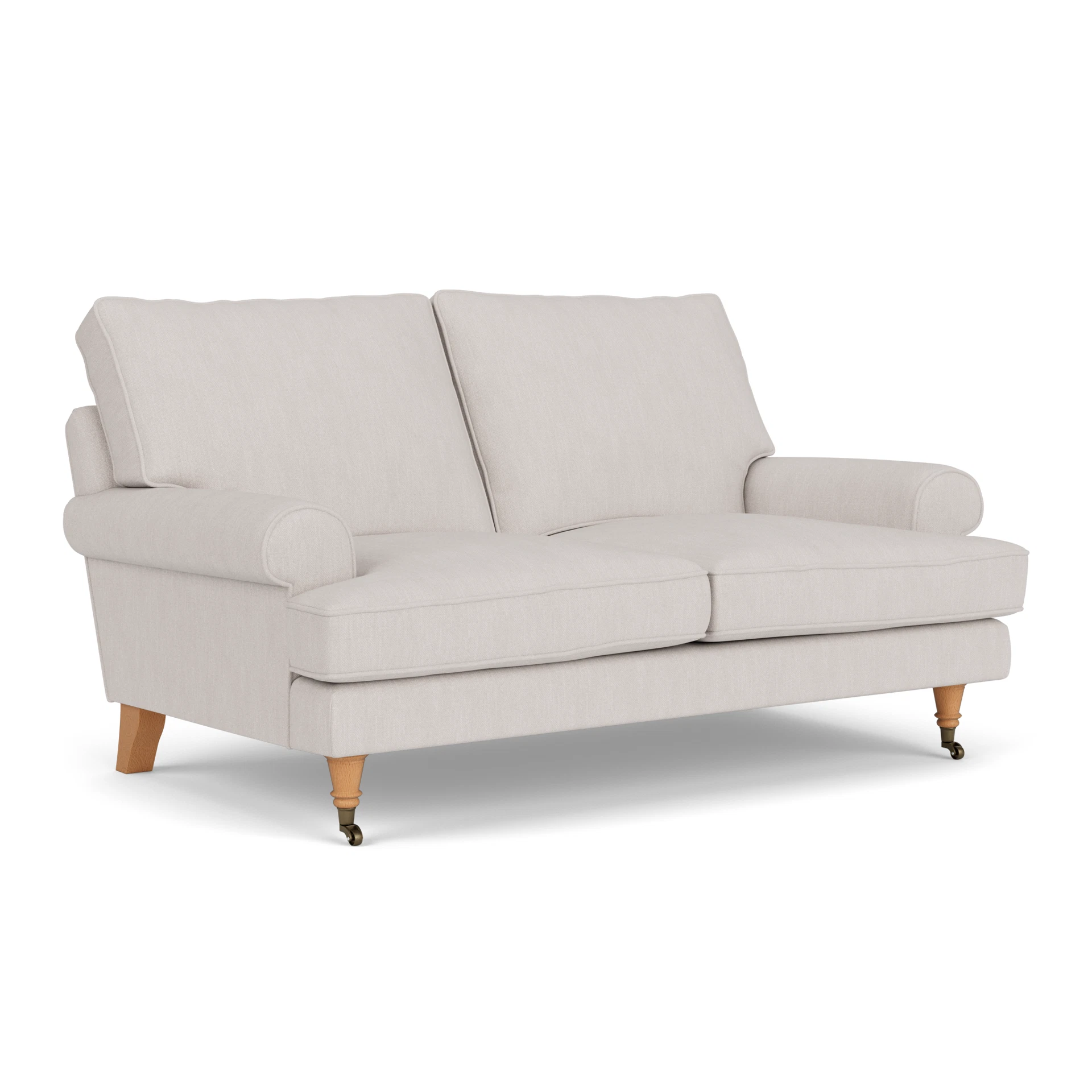 Stewart 2 Seater Sofa in Luxury Italian Linen - Soft White with Light legs