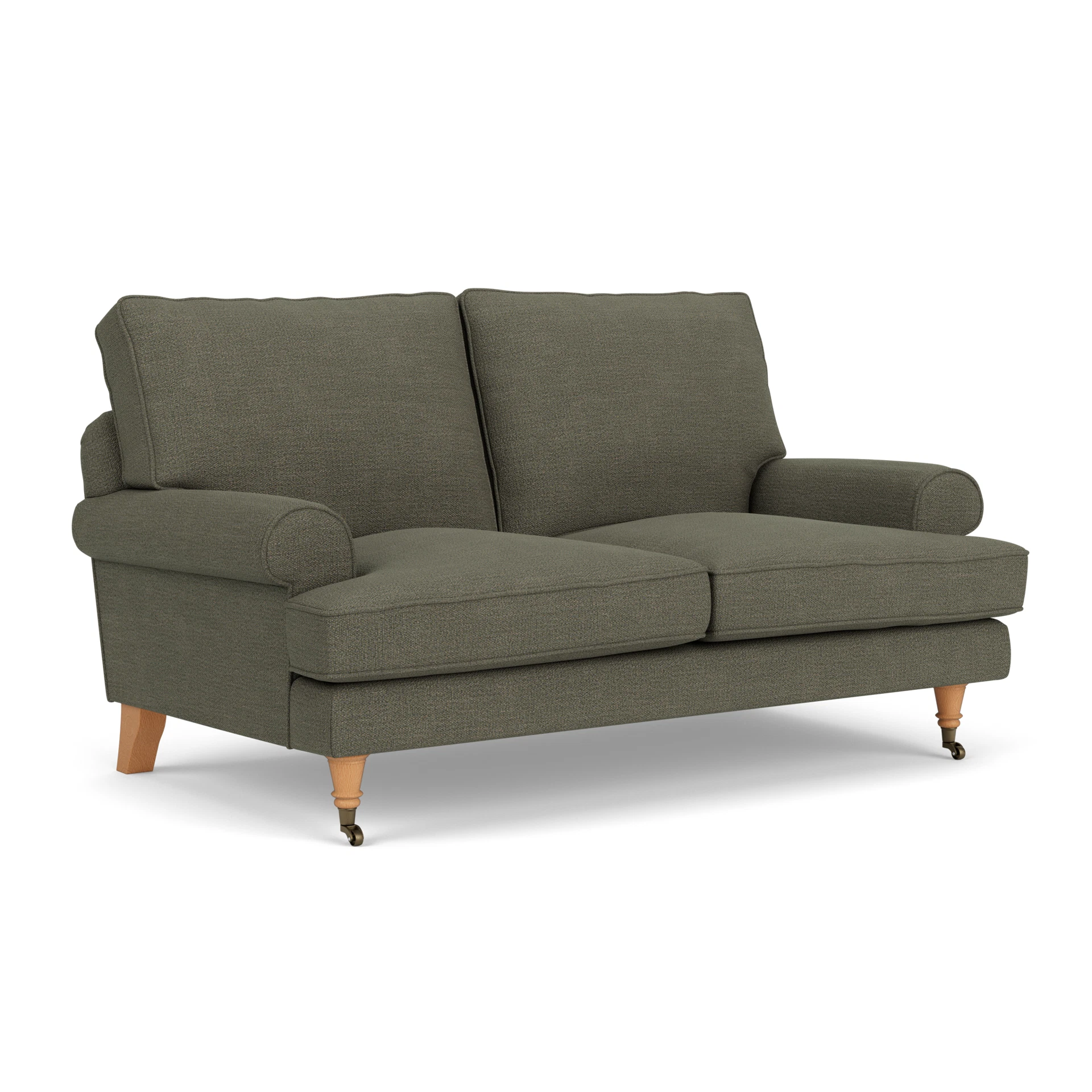 Stewart 2 Seater Sofa in Rustic Weave - Deep Forest with Light legs