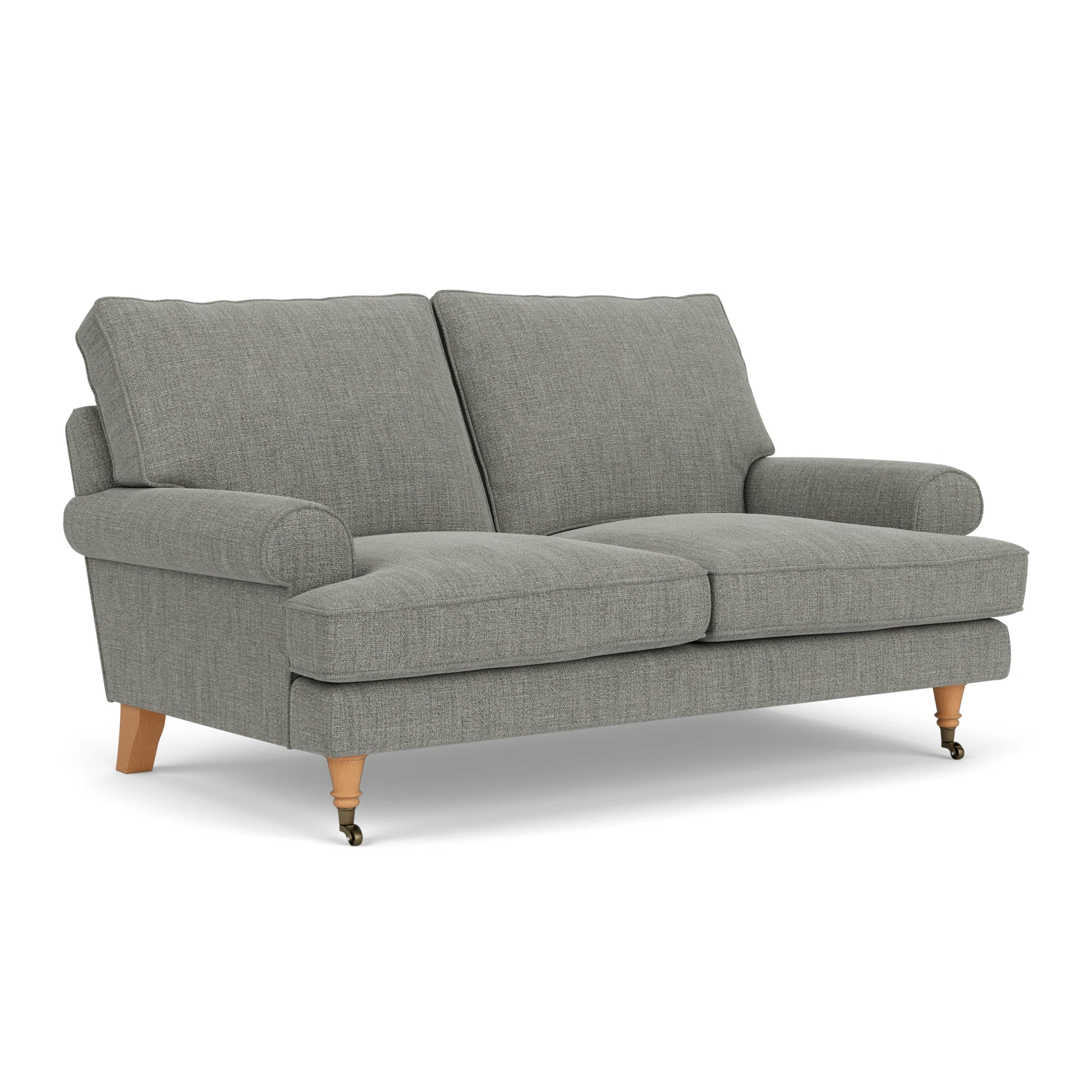 Stewart 2 Seater Sofa in Rustic Weave - Grey Marl with Light legs