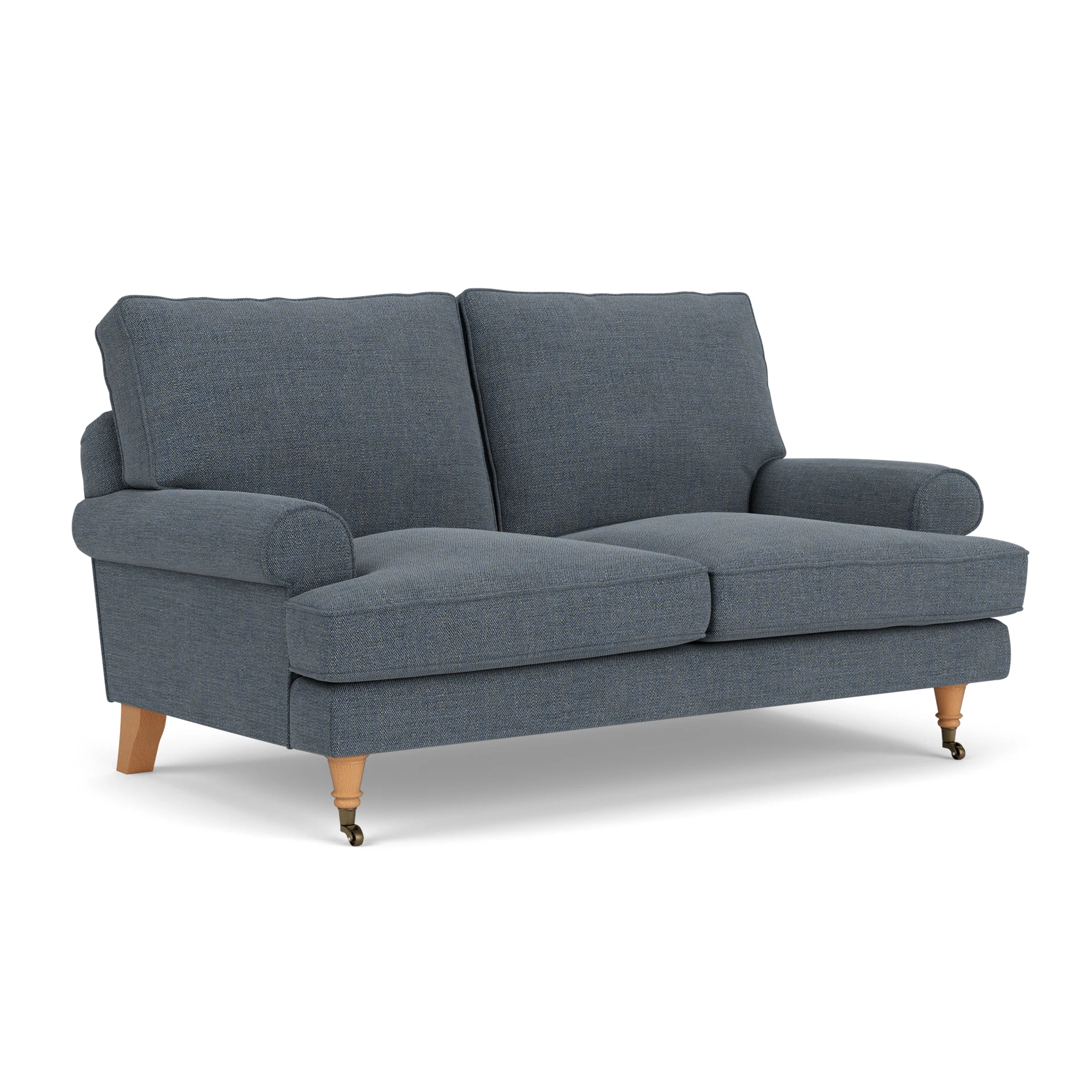 Stewart 2 Seater Sofa in Rustic Weave - Indigo with Light legs