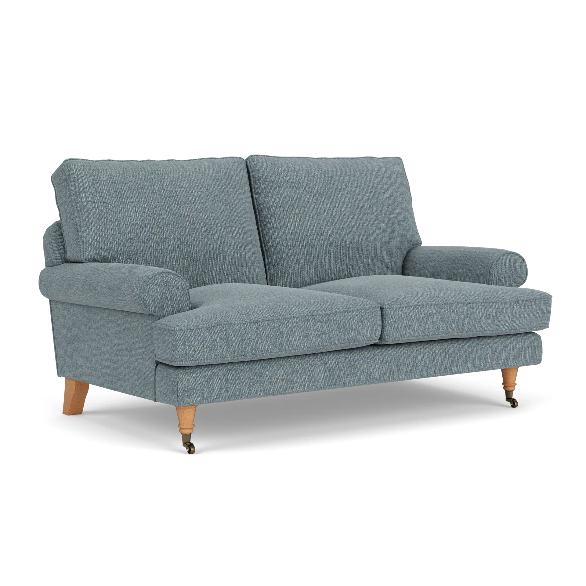 Stewart 2 Seater Sofa in Rustic Weave - Teal Marl with Light legs