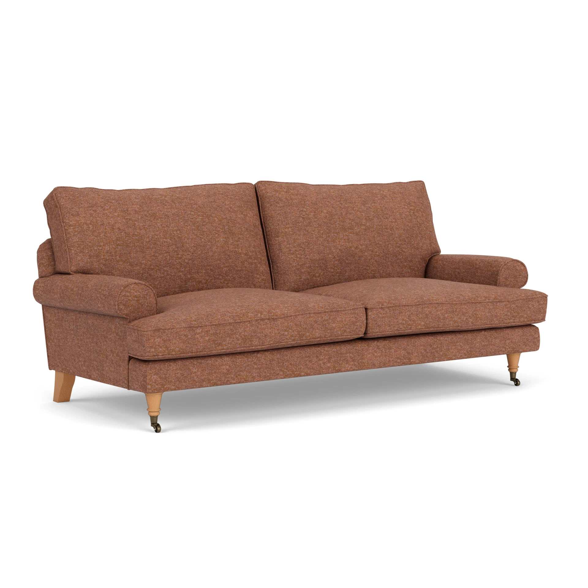Stewart 3 Seater Sofa in Aquaclean Oxford - Brick Marl with Light legs