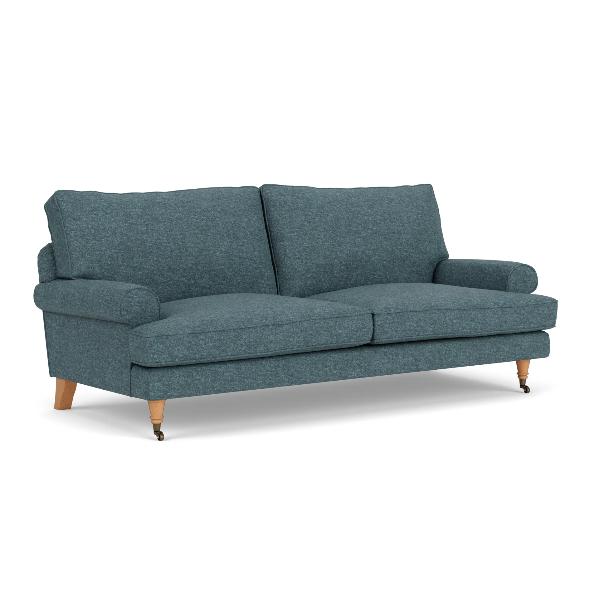 Stewart 3 Seater Sofa in Aquaclean Oxford - Lake Marl with Light legs