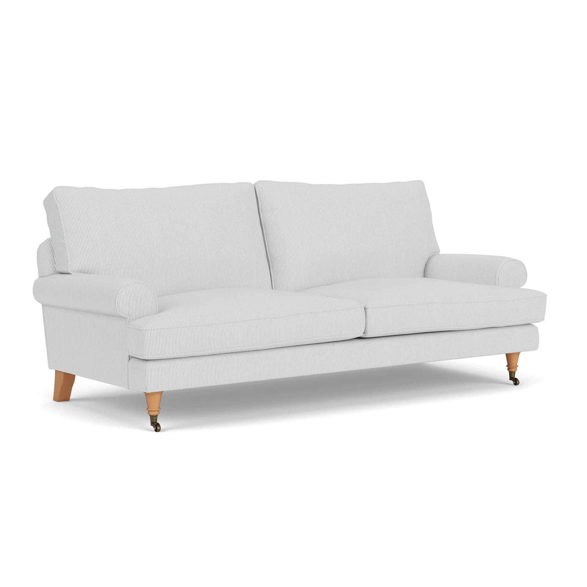Stewart 3 Seater Sofa in Broadway Stripe - Duck Egg with Light legs