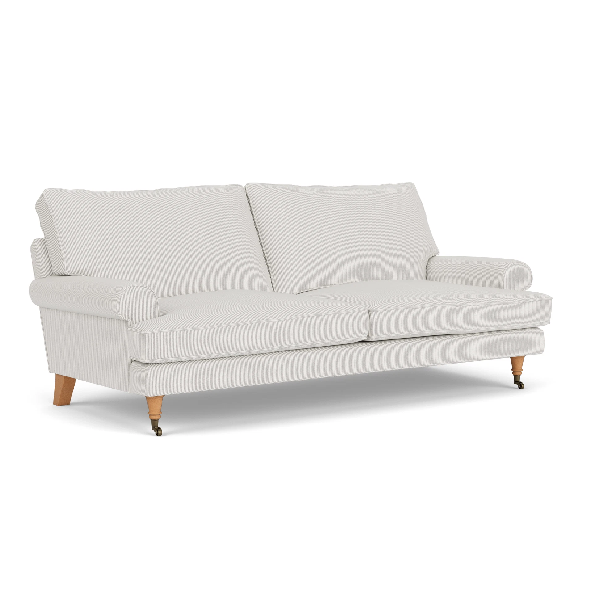 Stewart 3 Seater Sofa in Broadway Stripe - Grey with Light legs