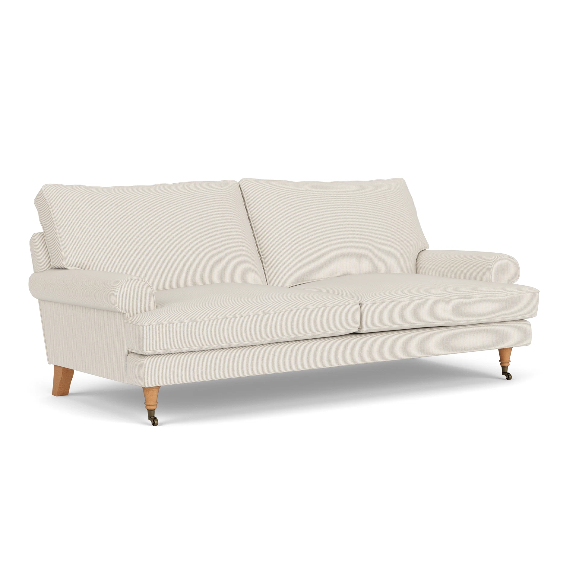 Stewart 3 Seater Sofa in Broadway Stripe - Natural with Light legs