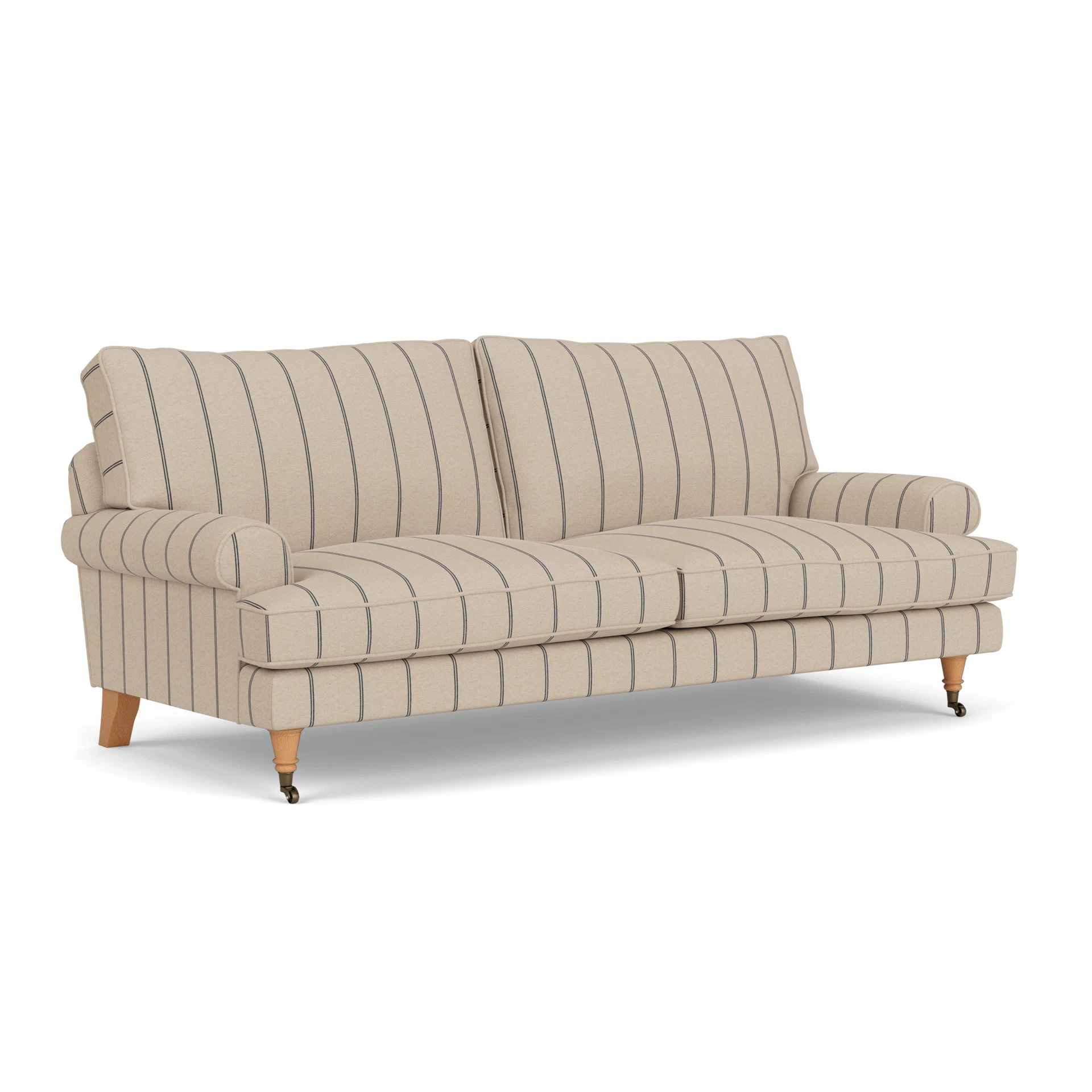 Stewart 3 Seater Sofa in Compton Stripe - Charcoal with Light legs
