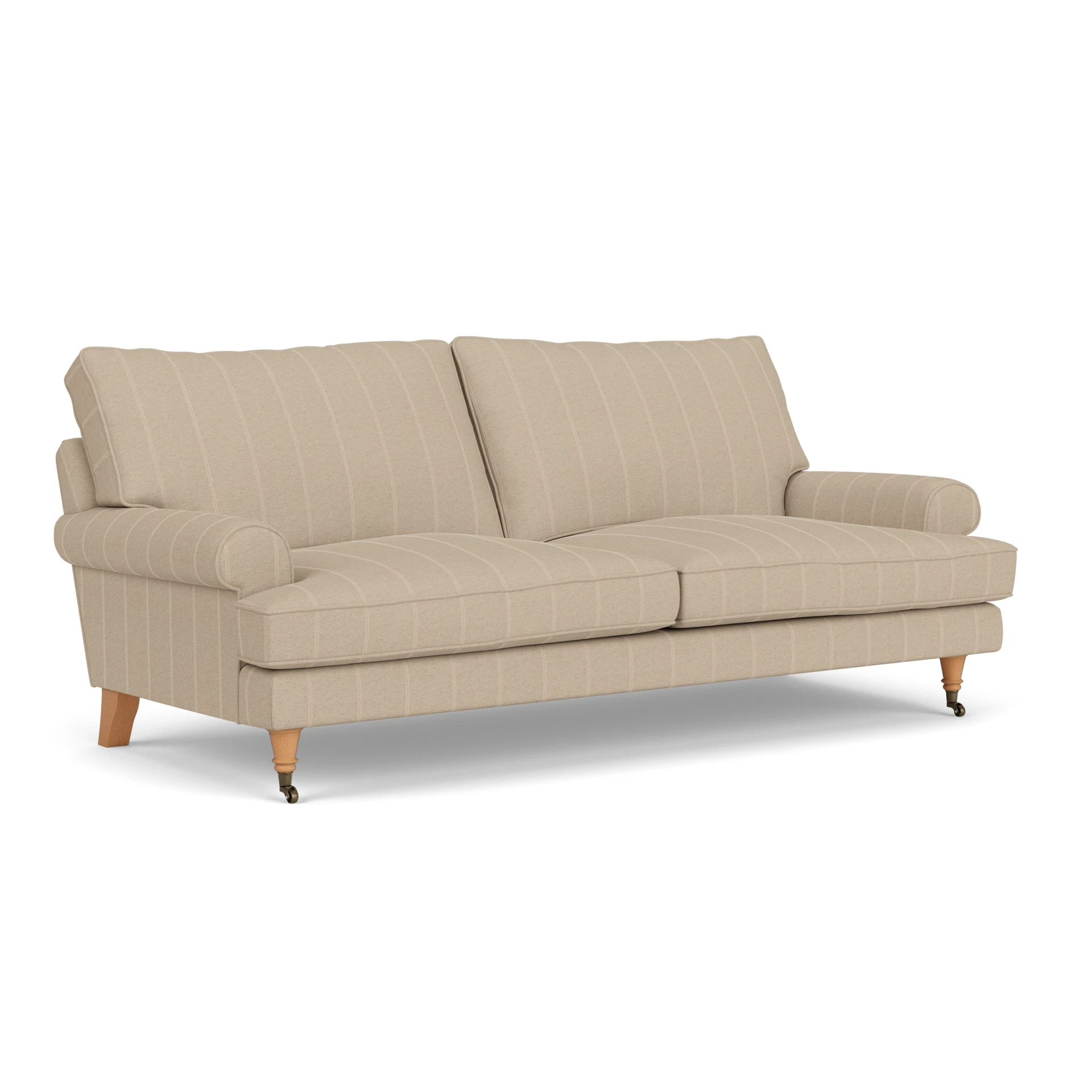 Stewart 3 Seater Sofa in Compton Stripe - Natural with Light legs