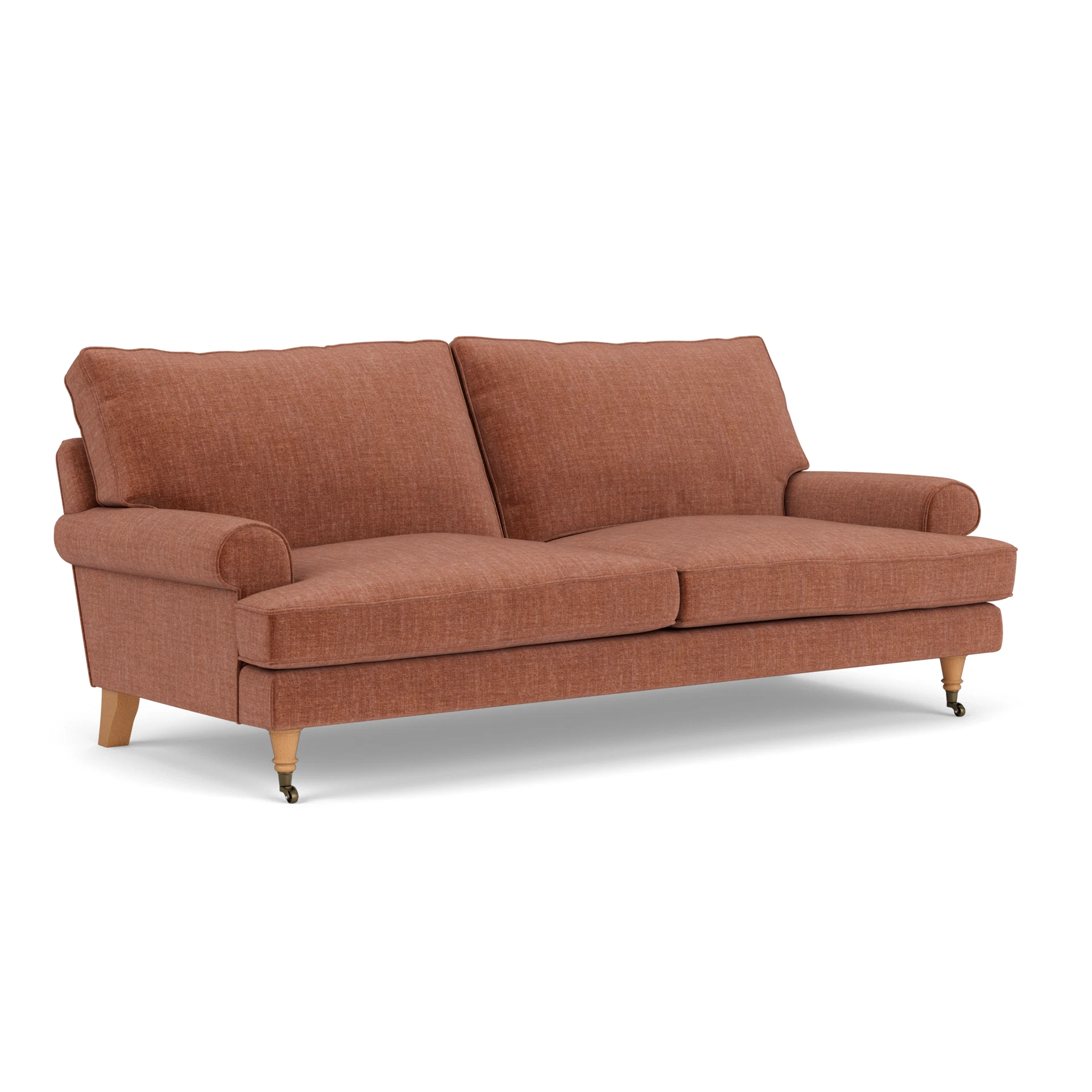 Stewart 3 Seater Sofa in Eco Chenille - Cinnamon with Light legs