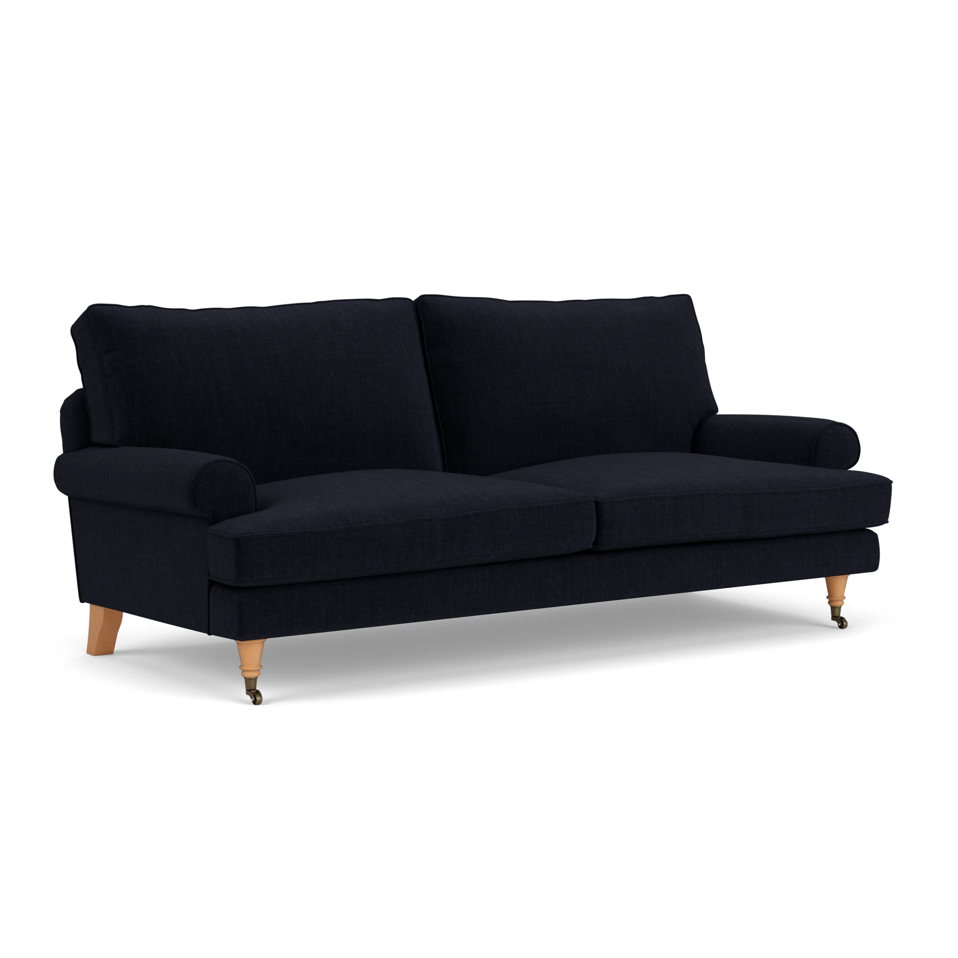 Stewart 3 Seater Sofa in Eco Chenille - Ink with Light legs