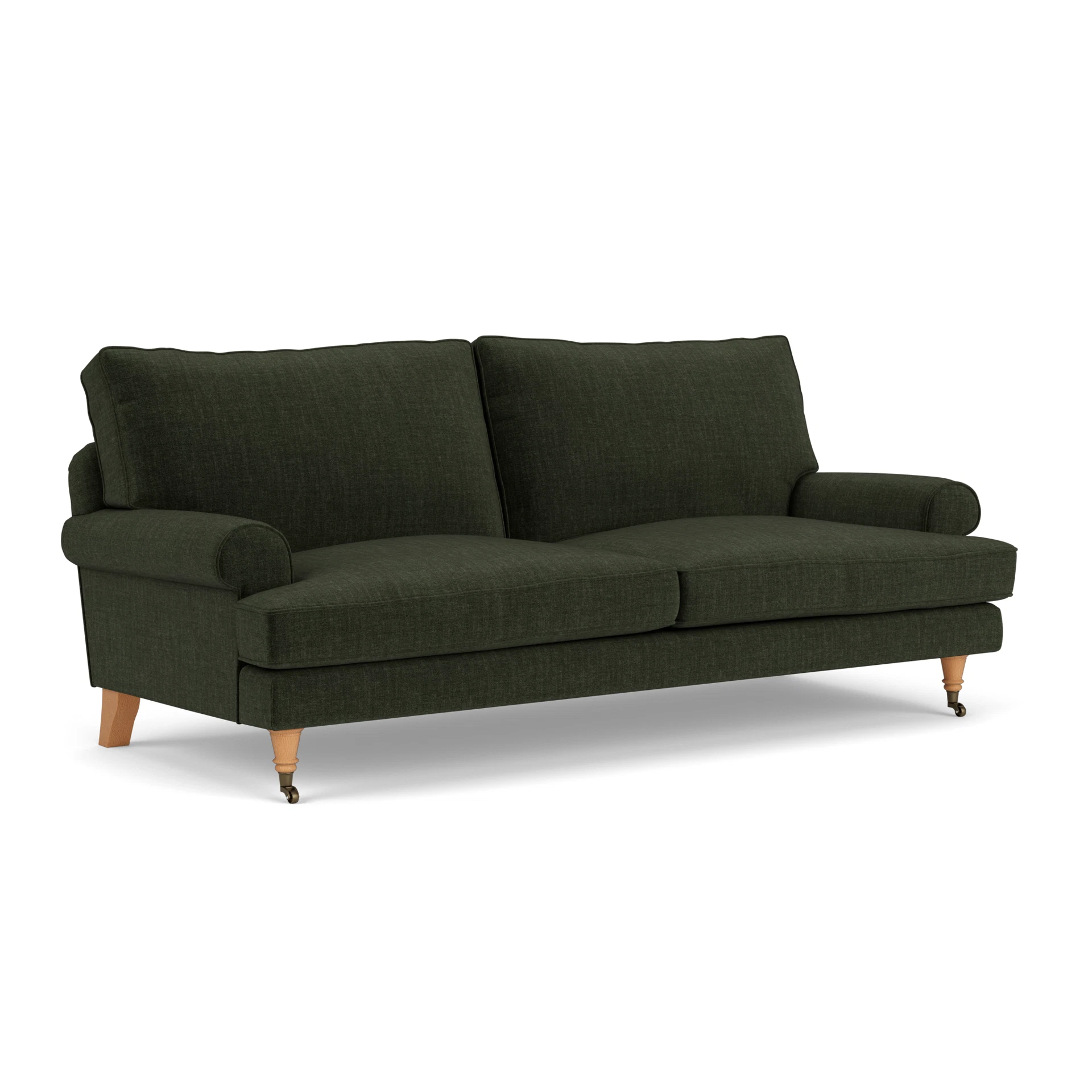 Stewart 3 Seater Sofa in Eco Chenille - Moss with Light legs