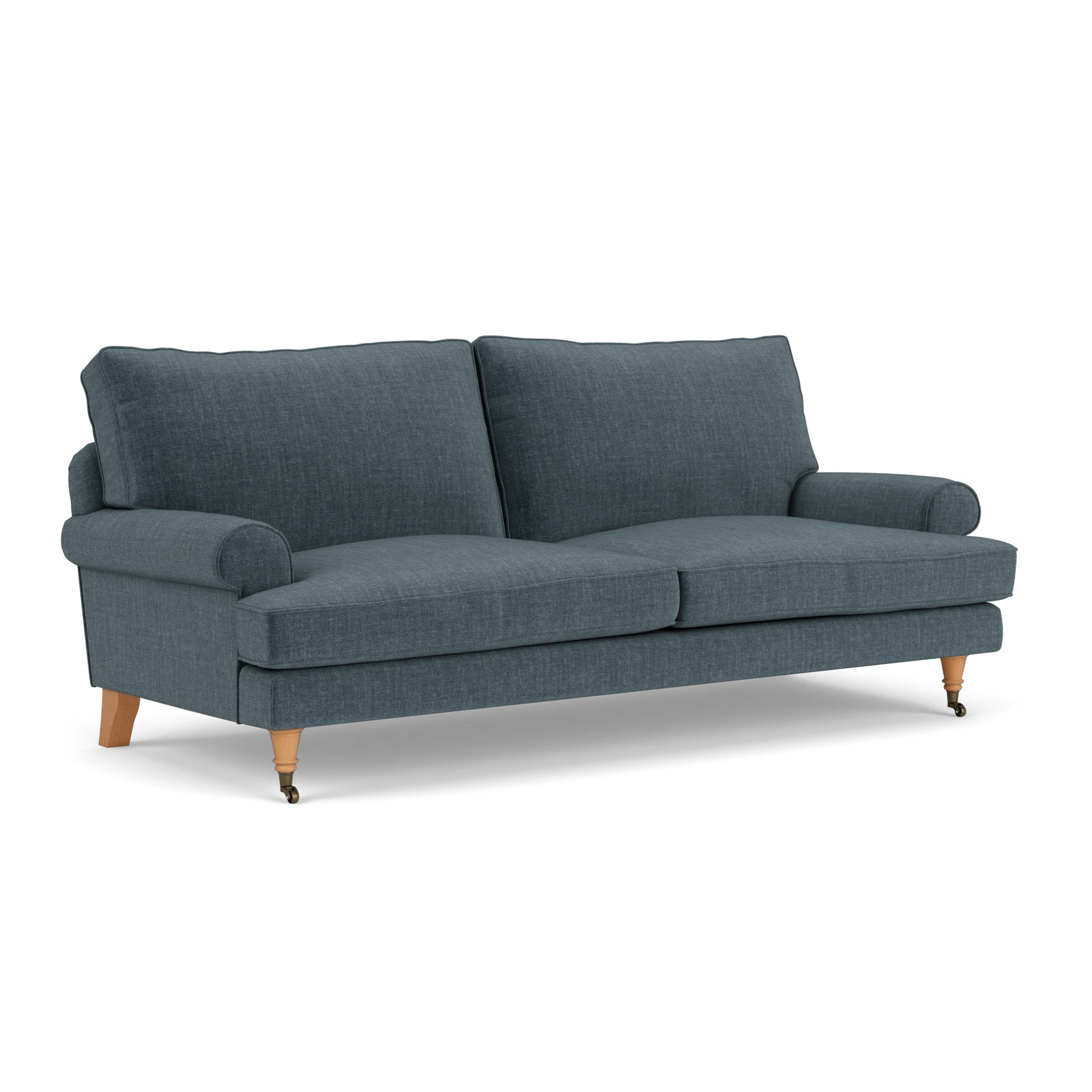 Stewart 3 Seater Sofa in Eco Chenille - Teal with Light legs
