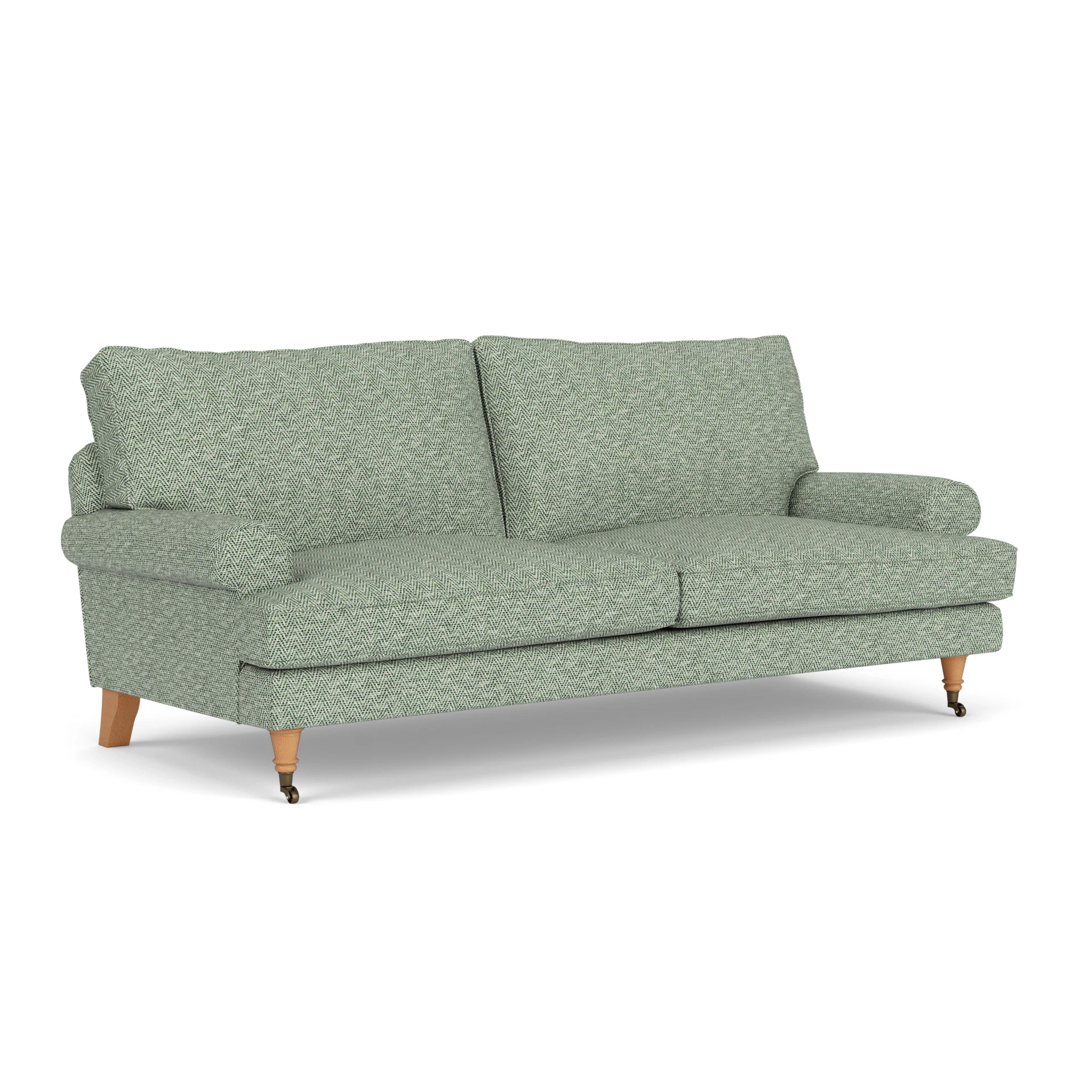 Stewart 3 Seater Sofa in Herringbone Weave - Lake with Light legs