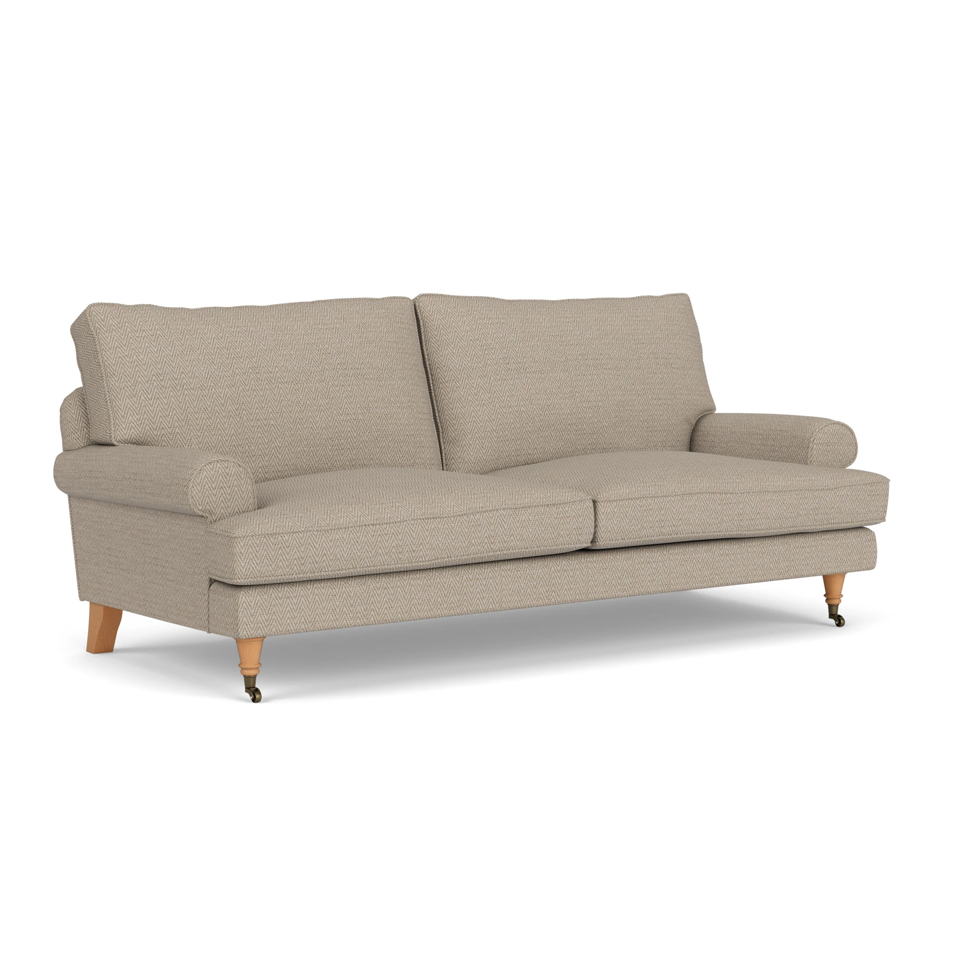 Stewart 3 Seater Sofa in Herringbone Weave - Natural with Light legs